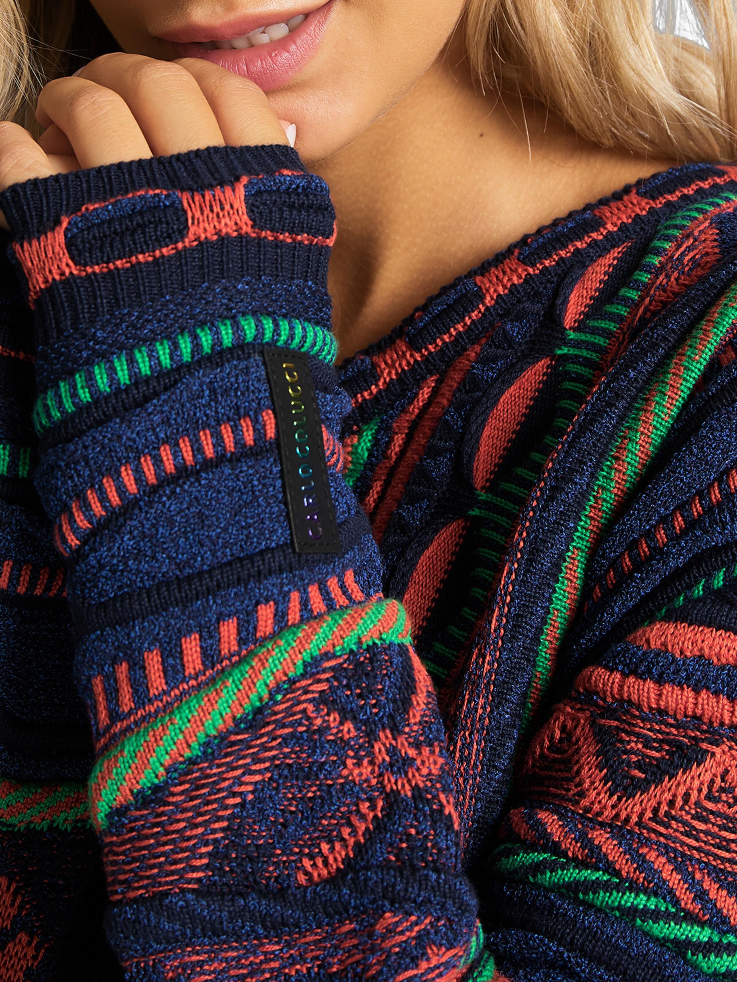 Jacquard Pullover mit V-Ausschnitt