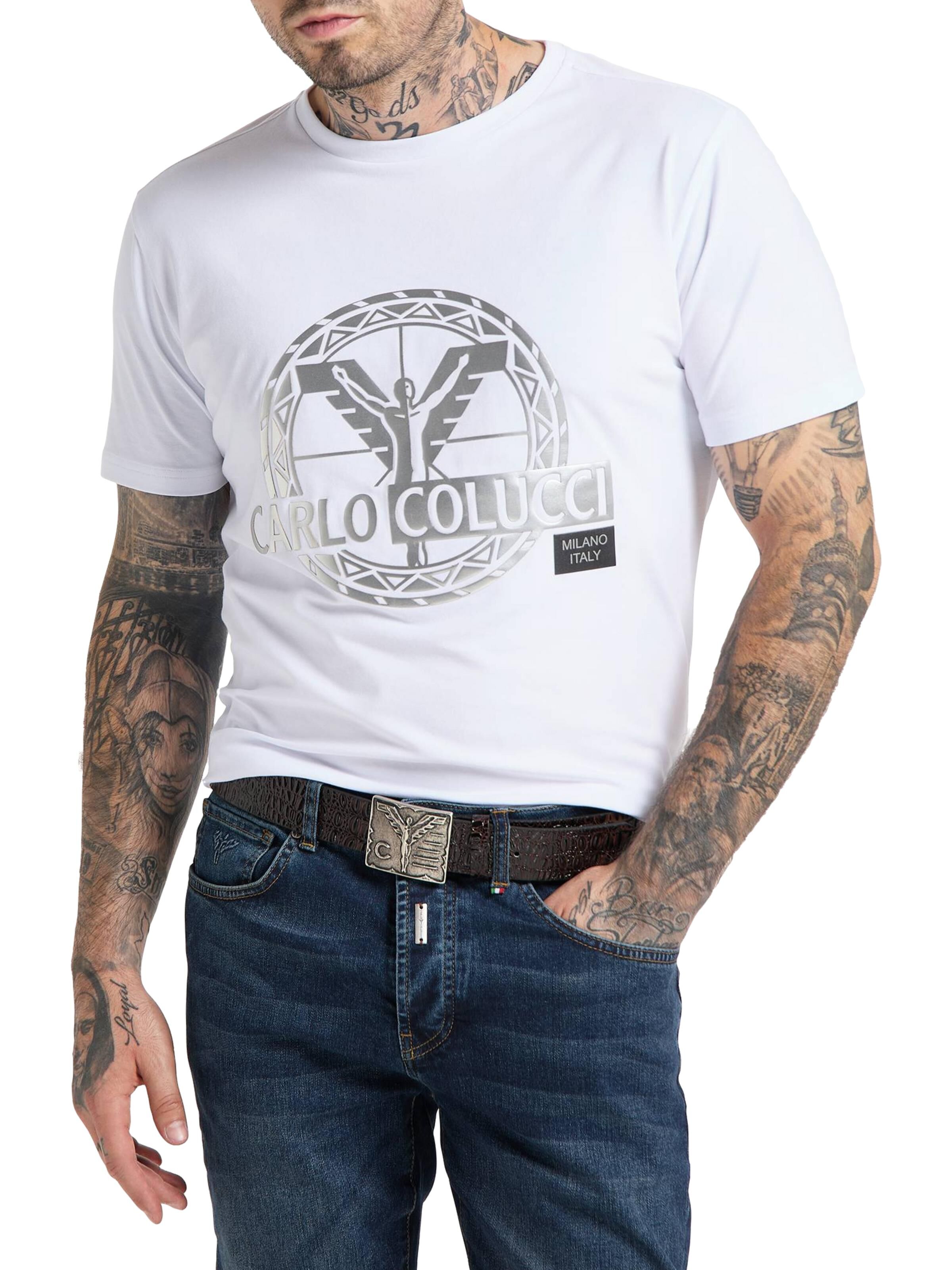 Leather belt with croco embossing