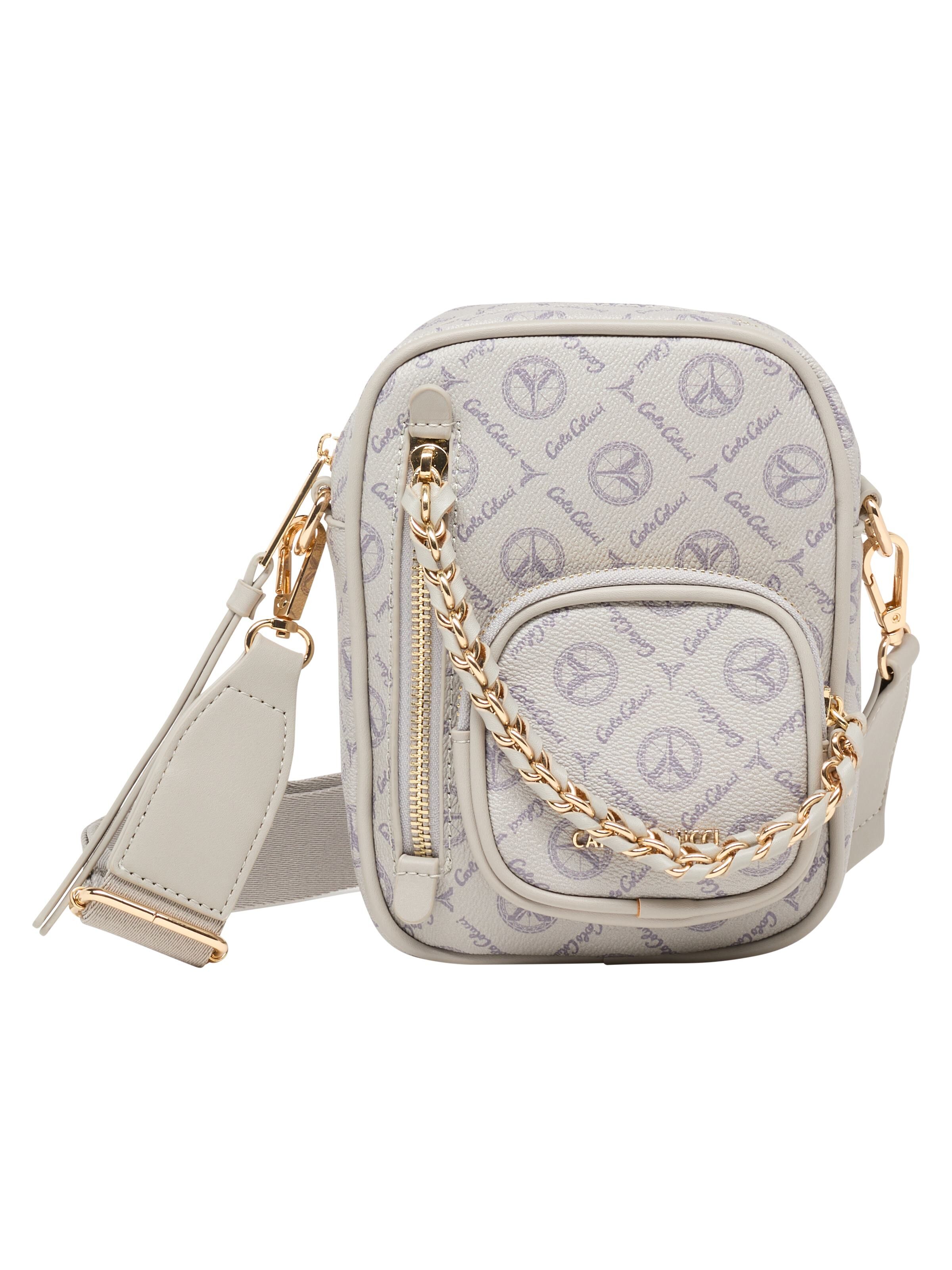 Carlo Colucci Tasche mit Logoprint - Hellgrau