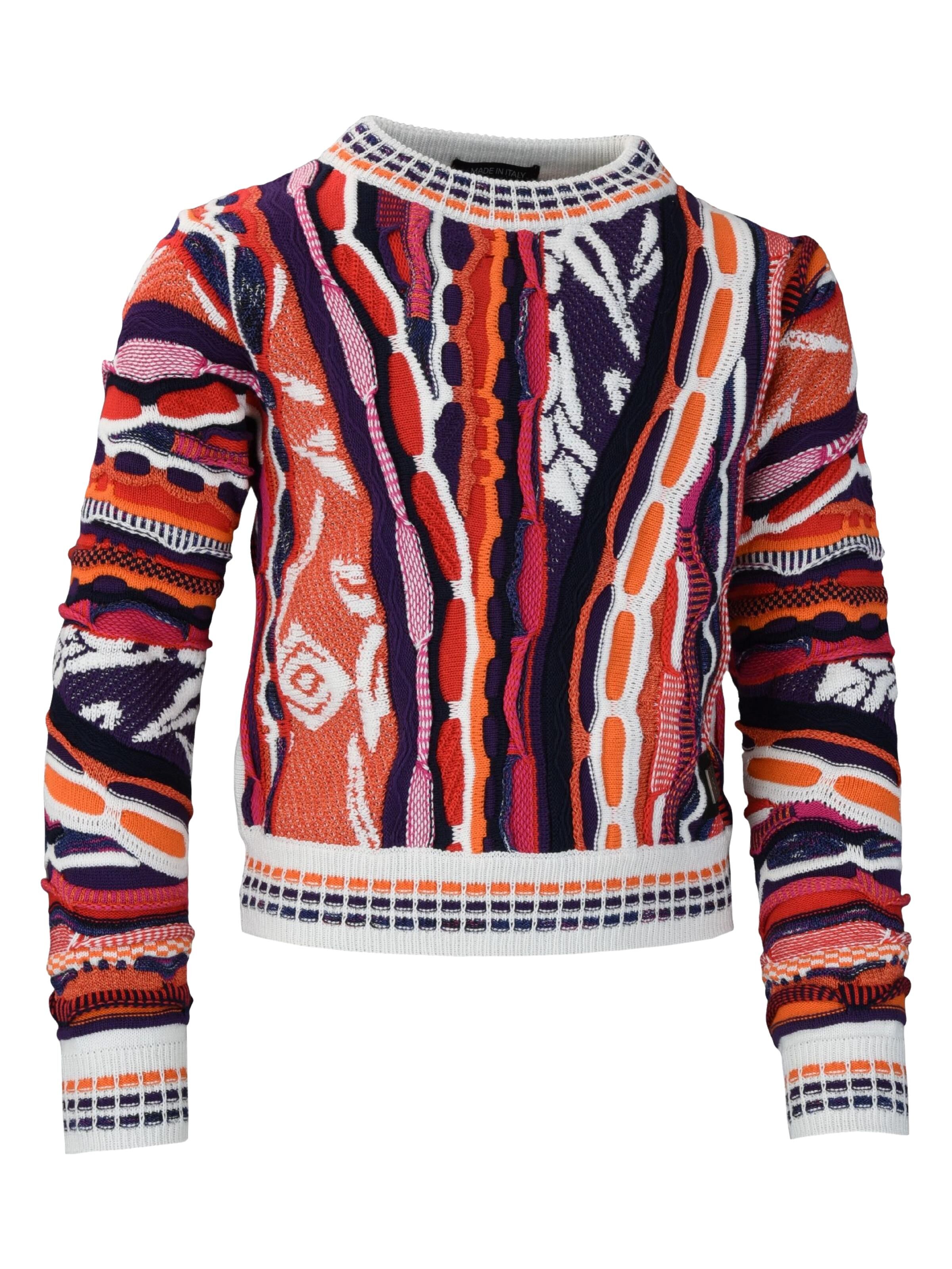 Carlo Colucci Allover Mädchen-Strickpullover mit Struktur - Rot / Weiß 134/140