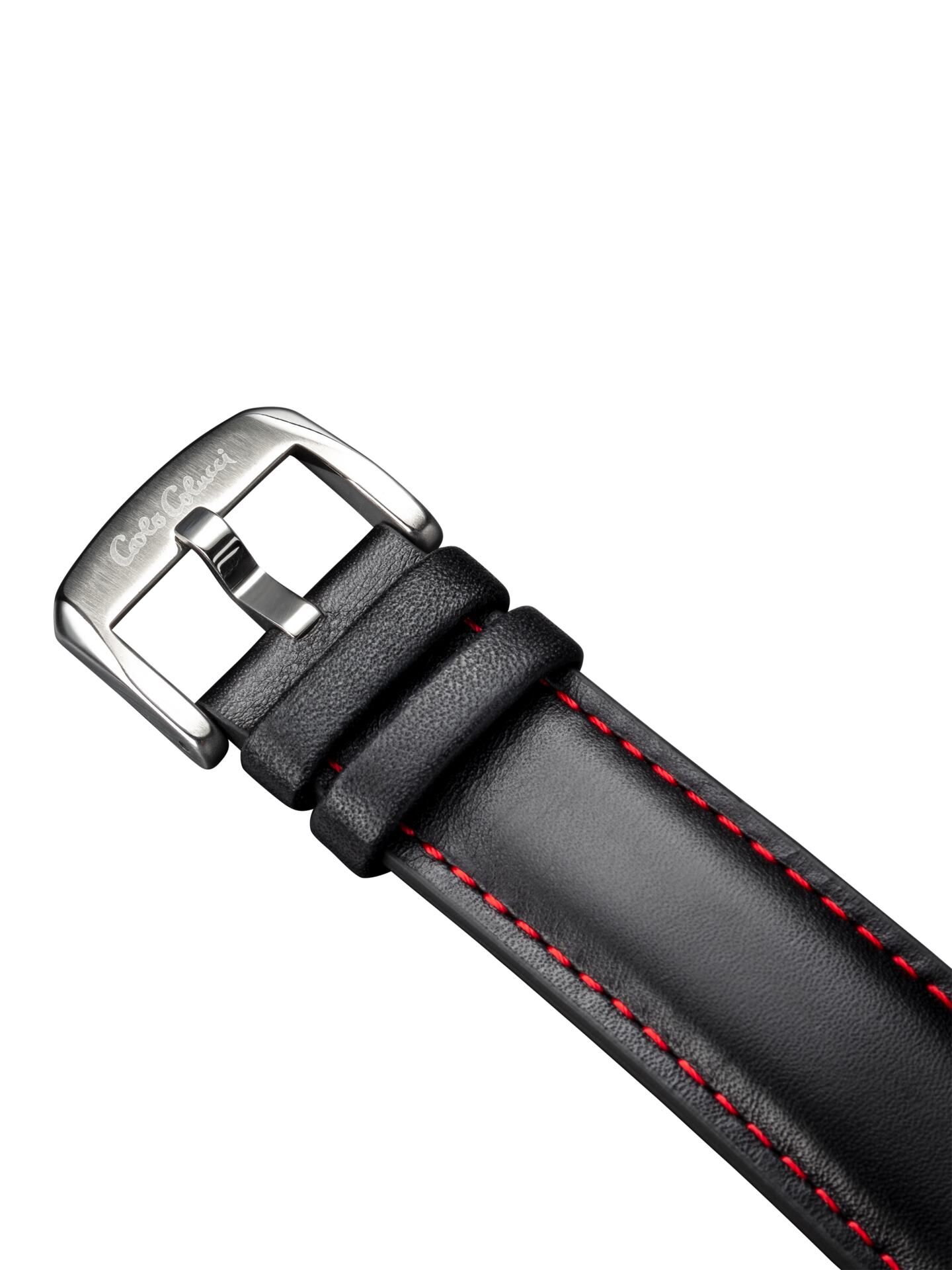  Runde Edelstahluhr mit Lederarmband