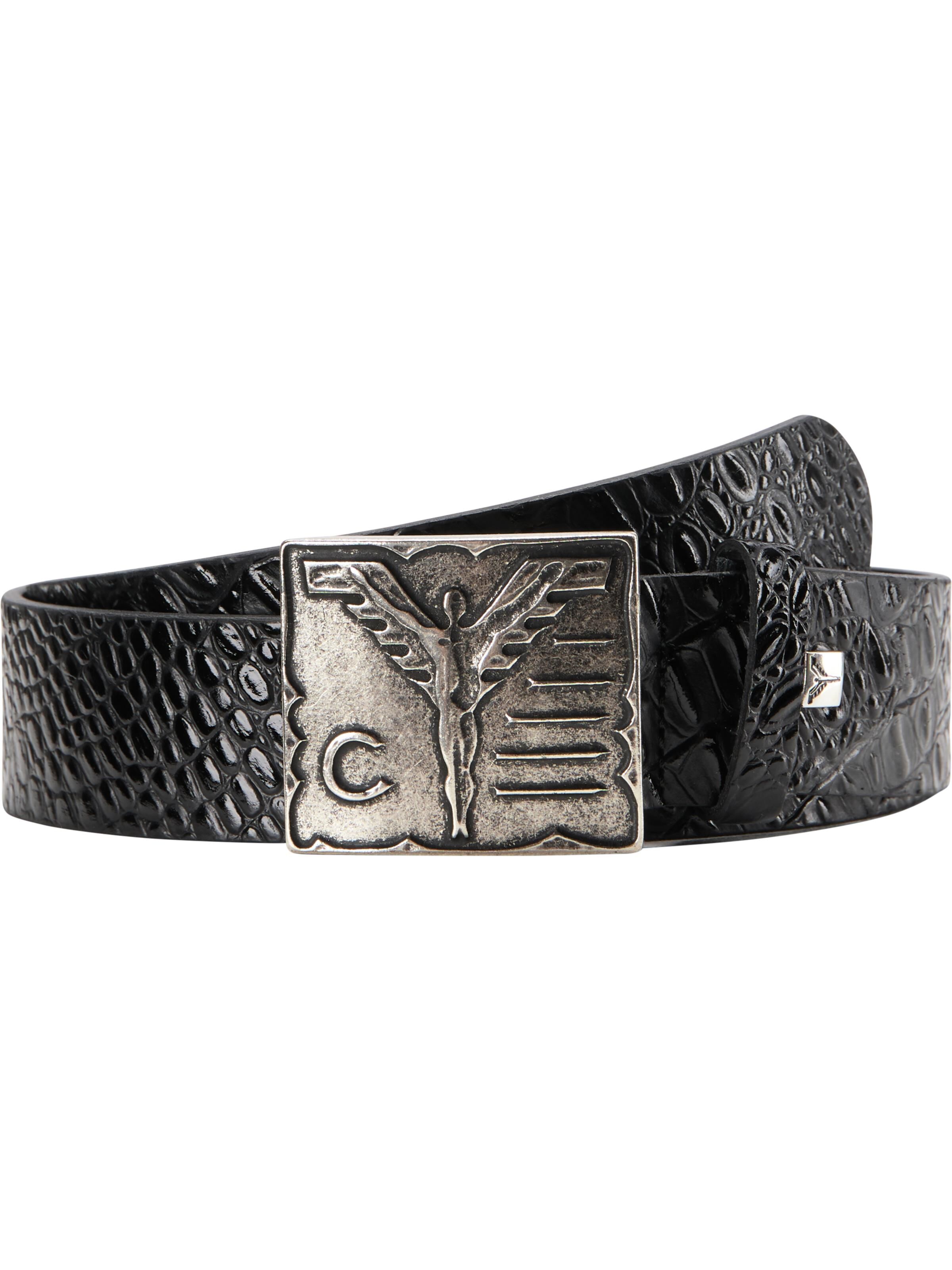 Leather belt with croco embossing
