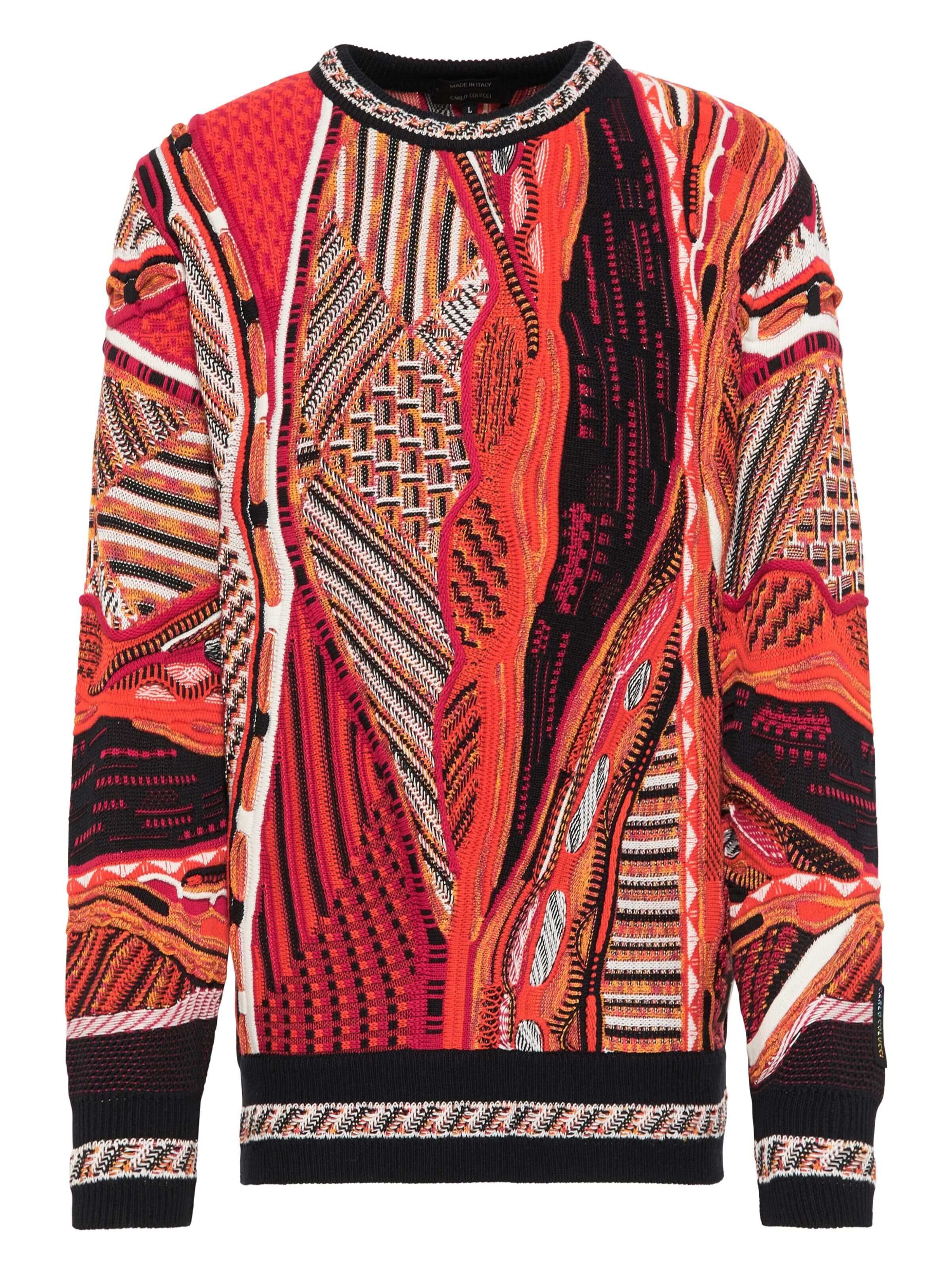 Strickpullover Carlo Colucci Schwarz Rot Carlo Colucci Pullover In