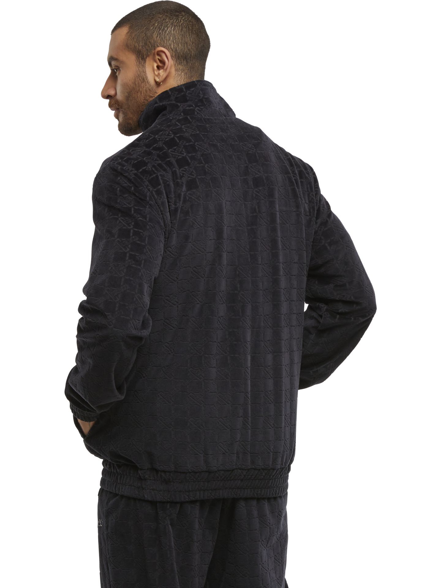 Herren Velours Tracksuit Jacke Schwarz XXL CL-C325-014-1-XXL