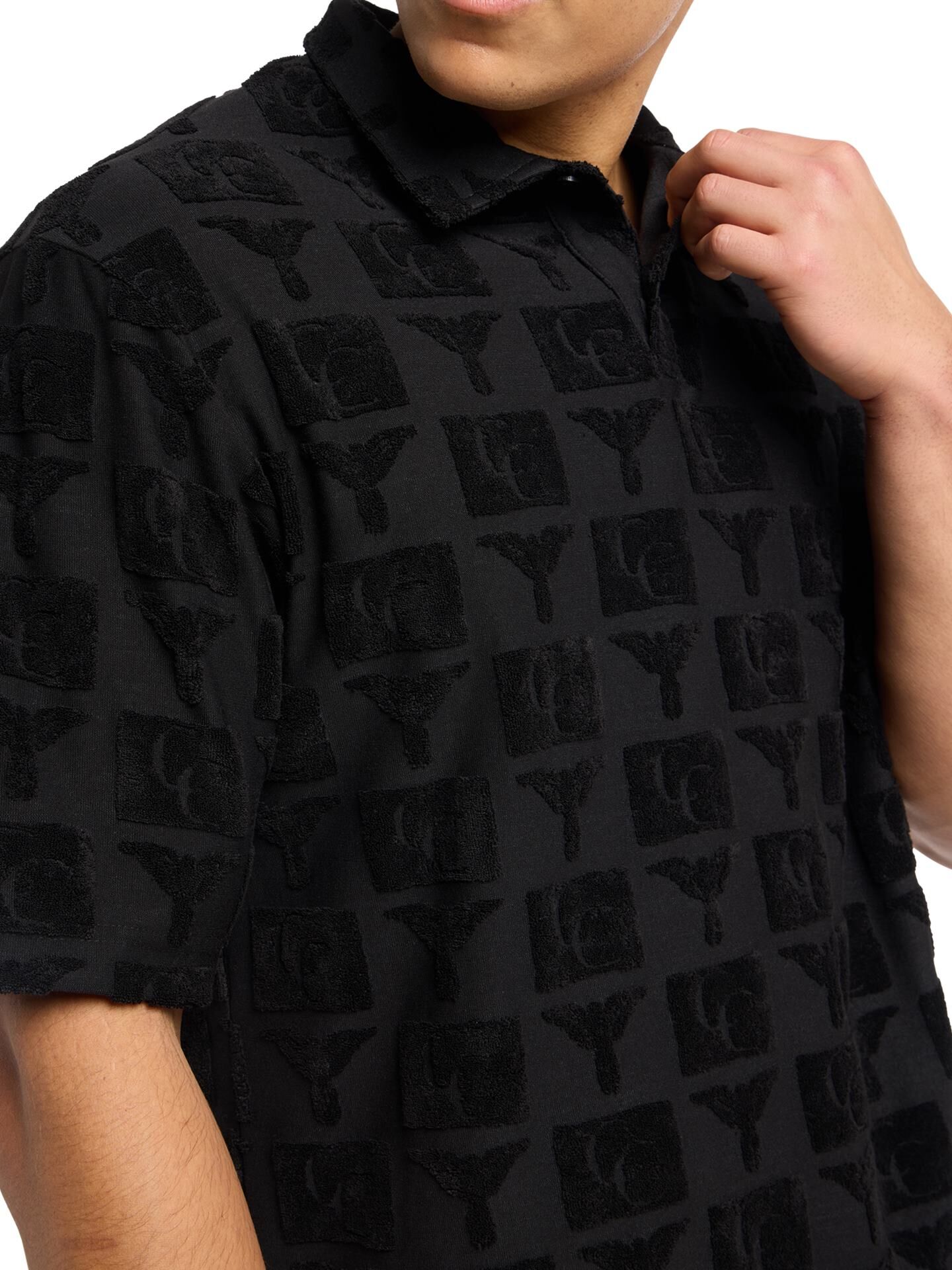 Oversize Poloshirt mit Frotteeinsätzen