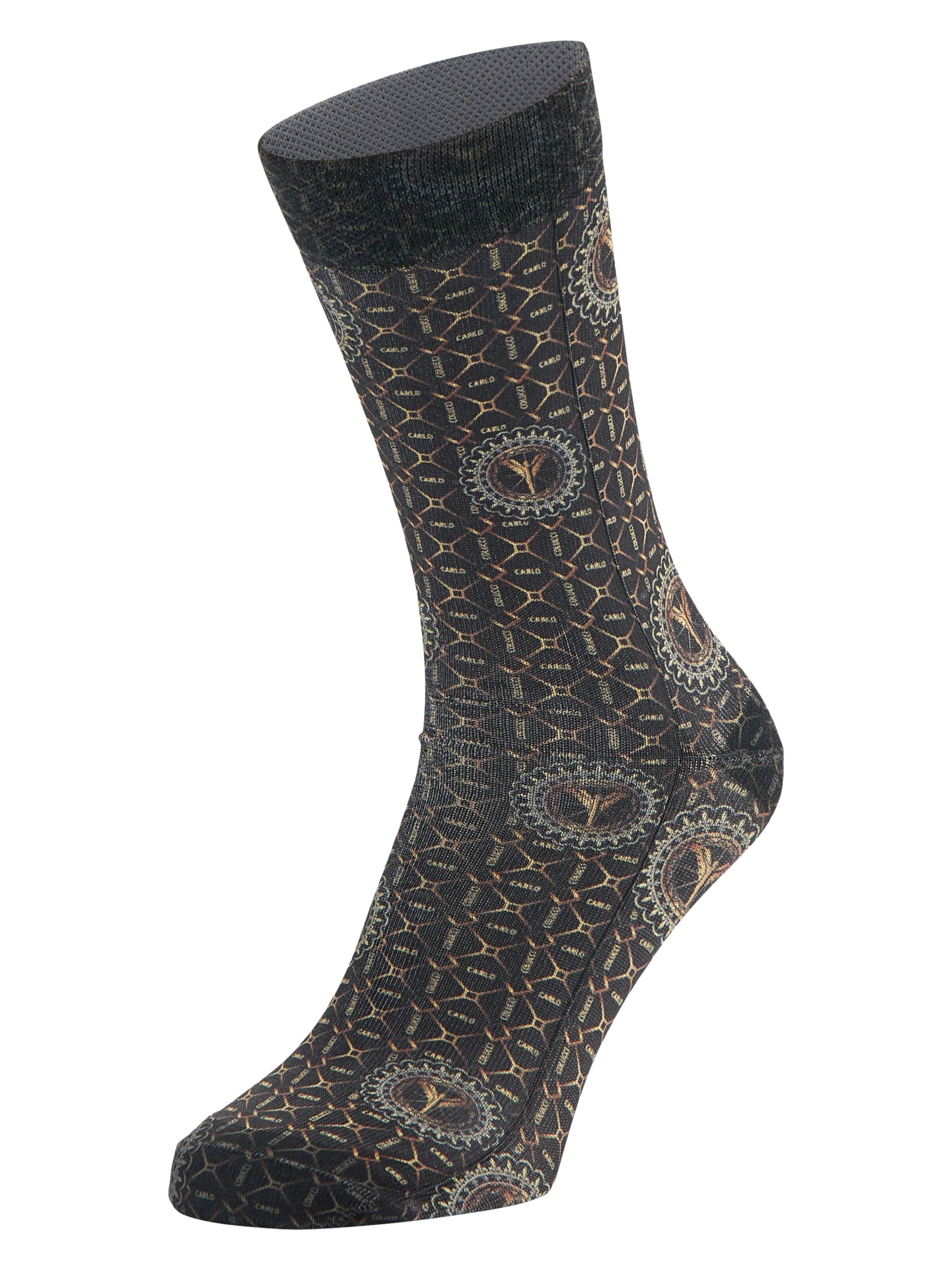 Carlo Colucci Bedruckte Socken, 1er Pack - Schwarz Schwarz 39-42