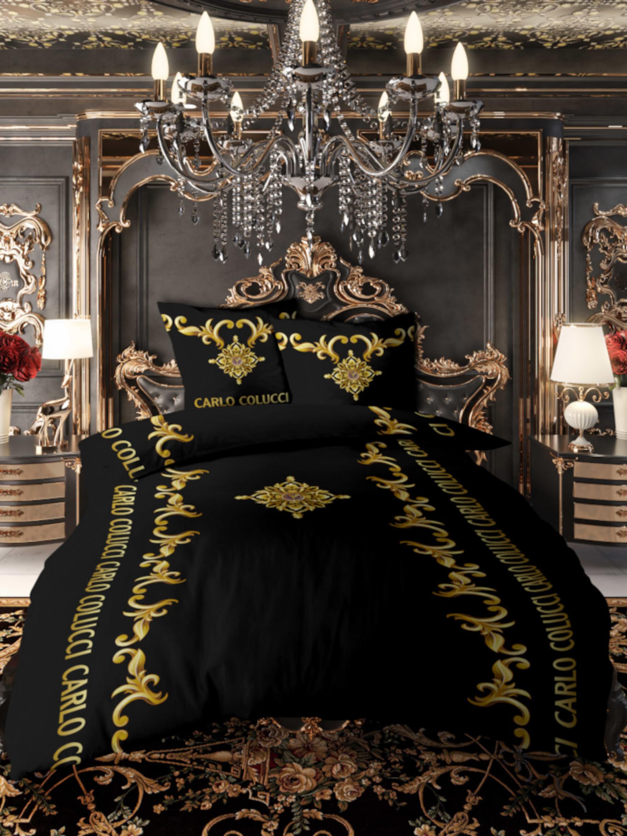 Bed linen with golden ornaments