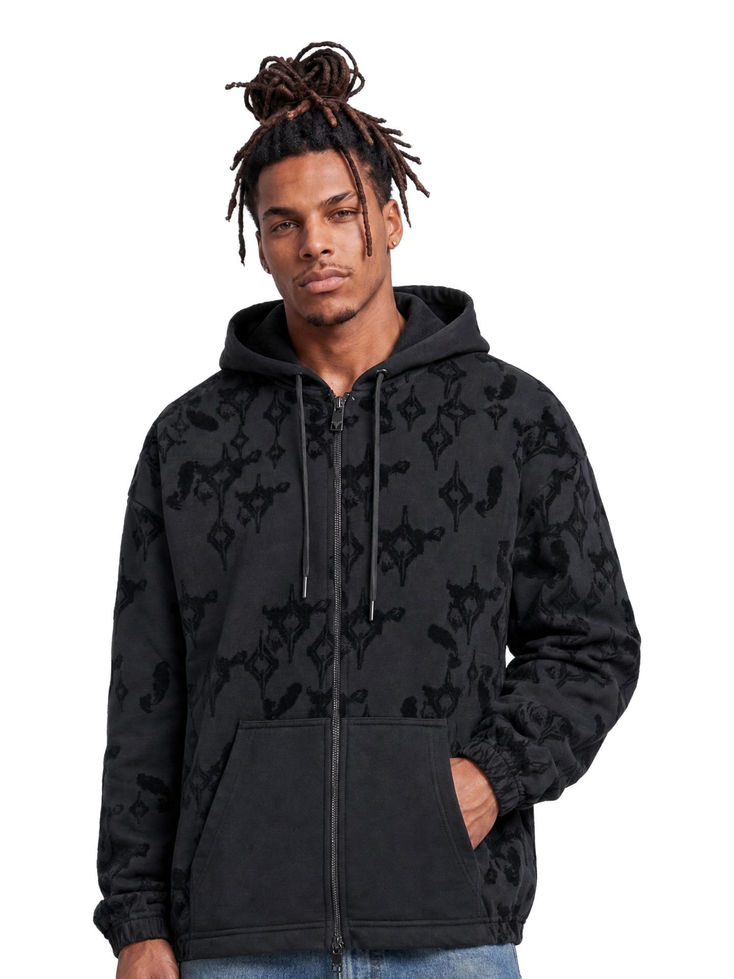  Zip hoodie with flock print - Soft Impact