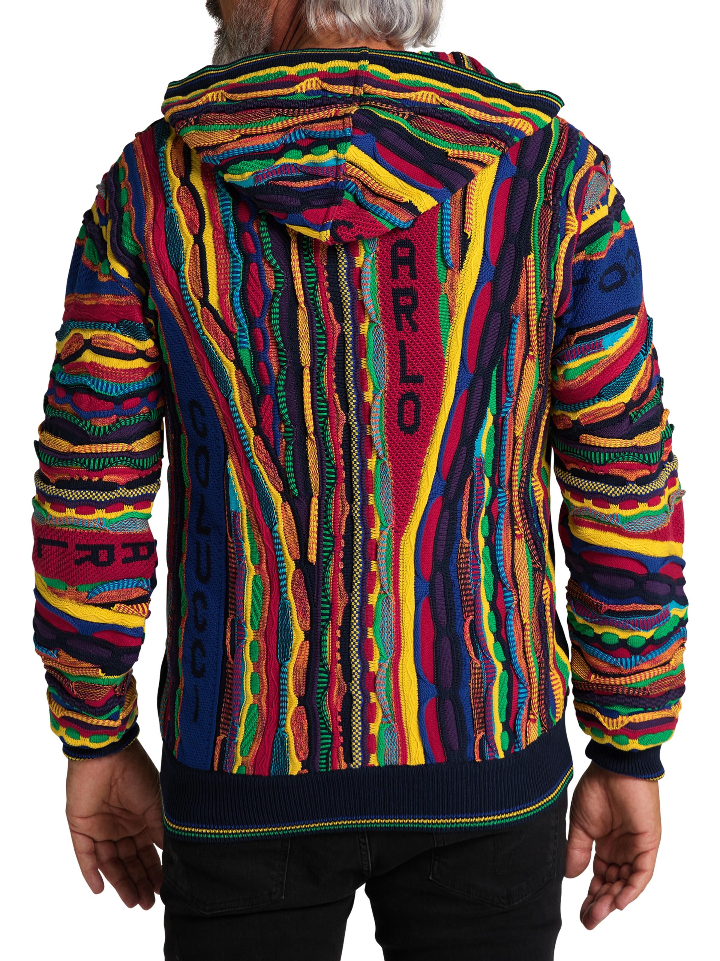 Knit jacket with hood Navy Red S DAH-C14001-101-S