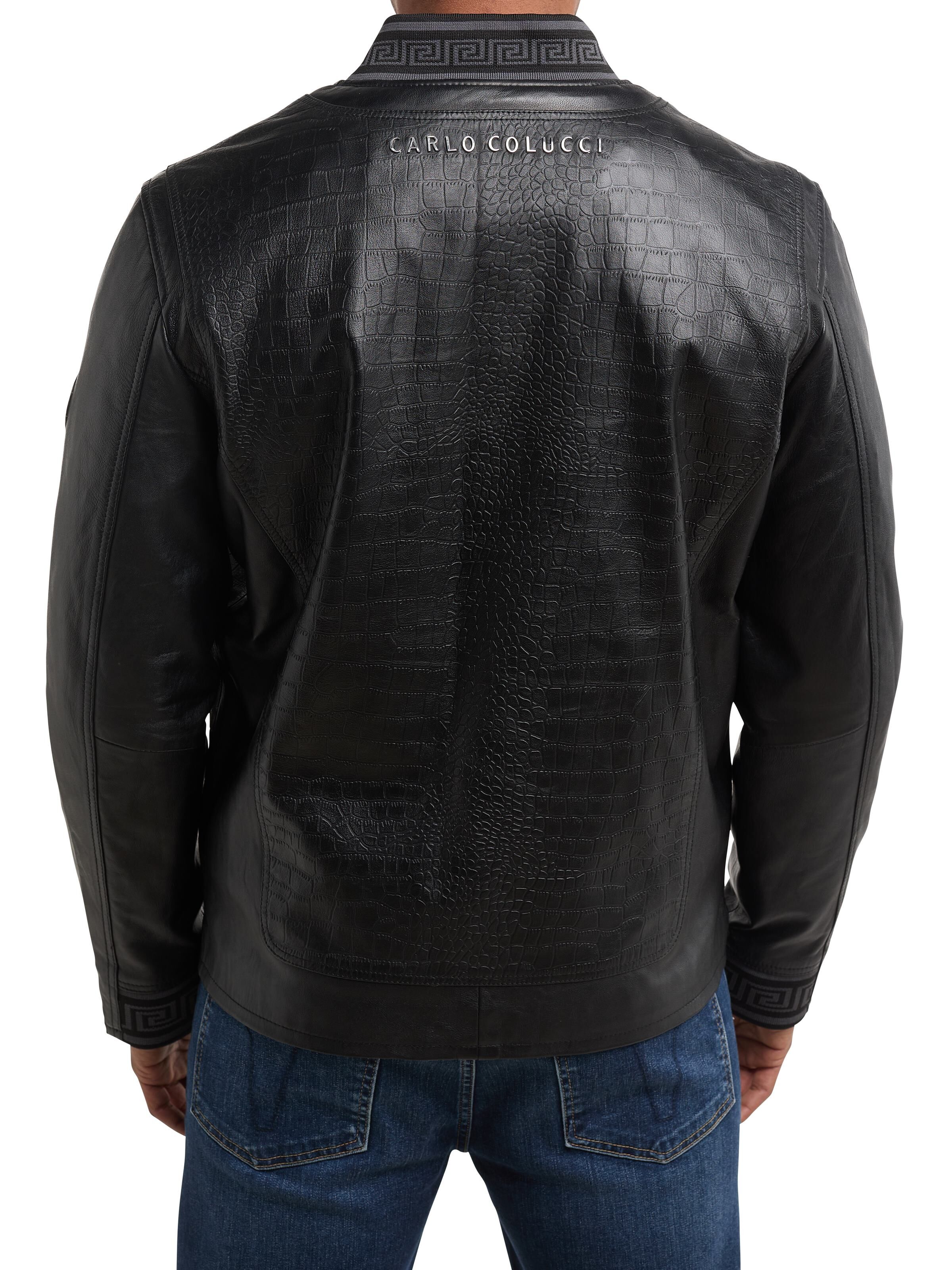 Lederjacke mit Krokooptik