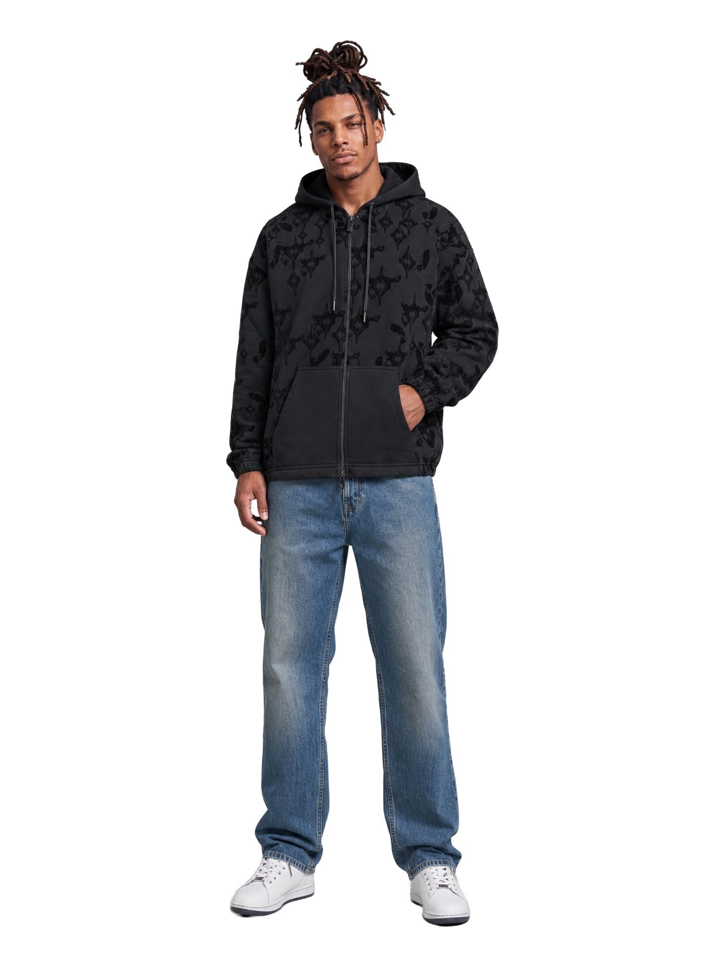  Zip hoodie with flock print - Soft Impact