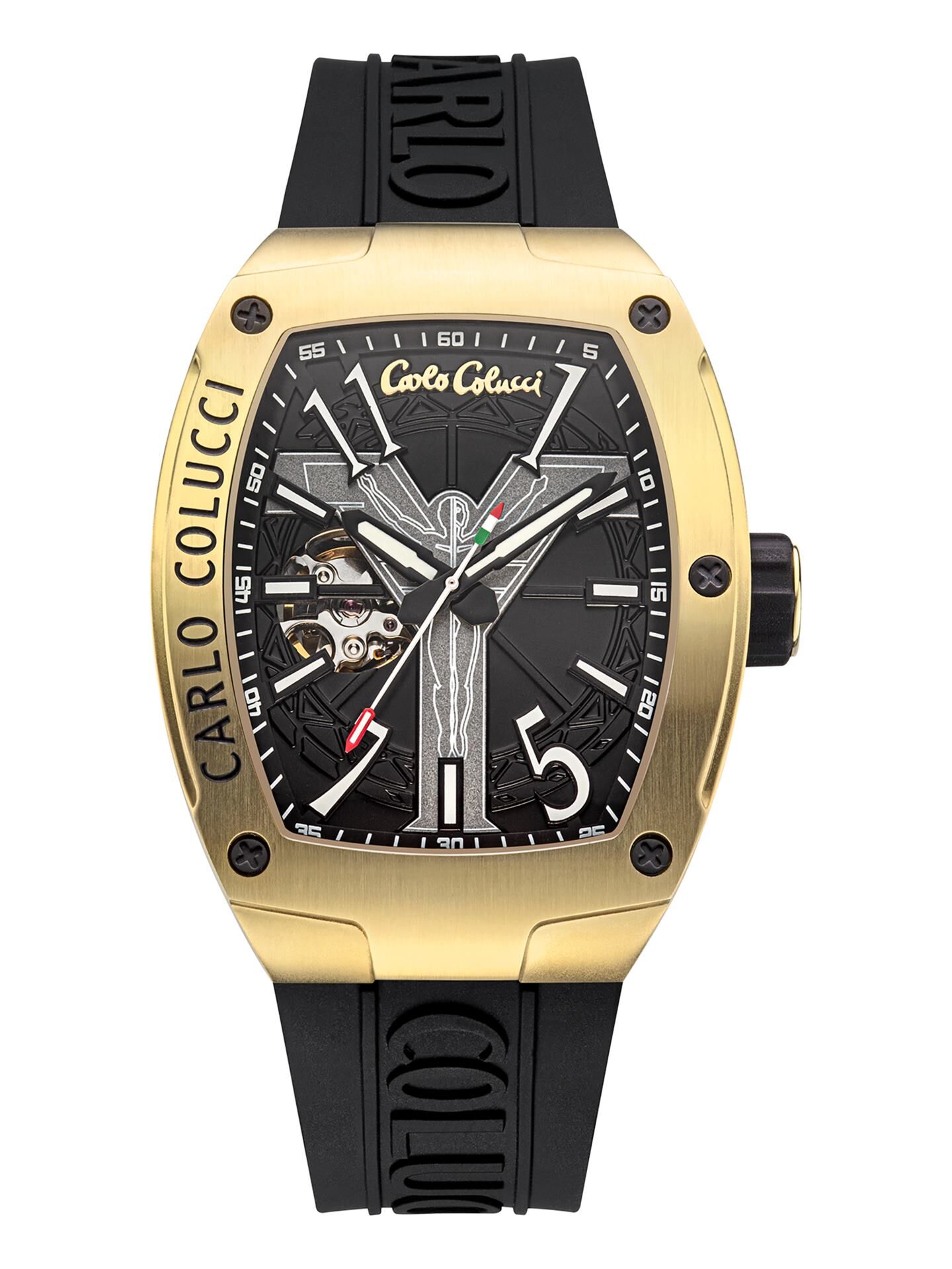 Carlo Colucci Edelstahl Uhr mit Silikonarmband - Schwarz Schwarz