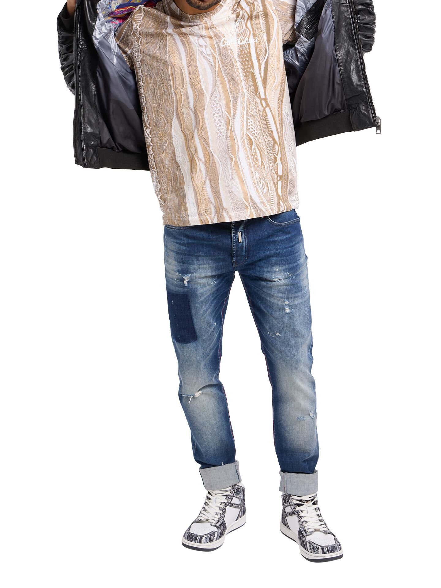 Leather college jacket with unique badge