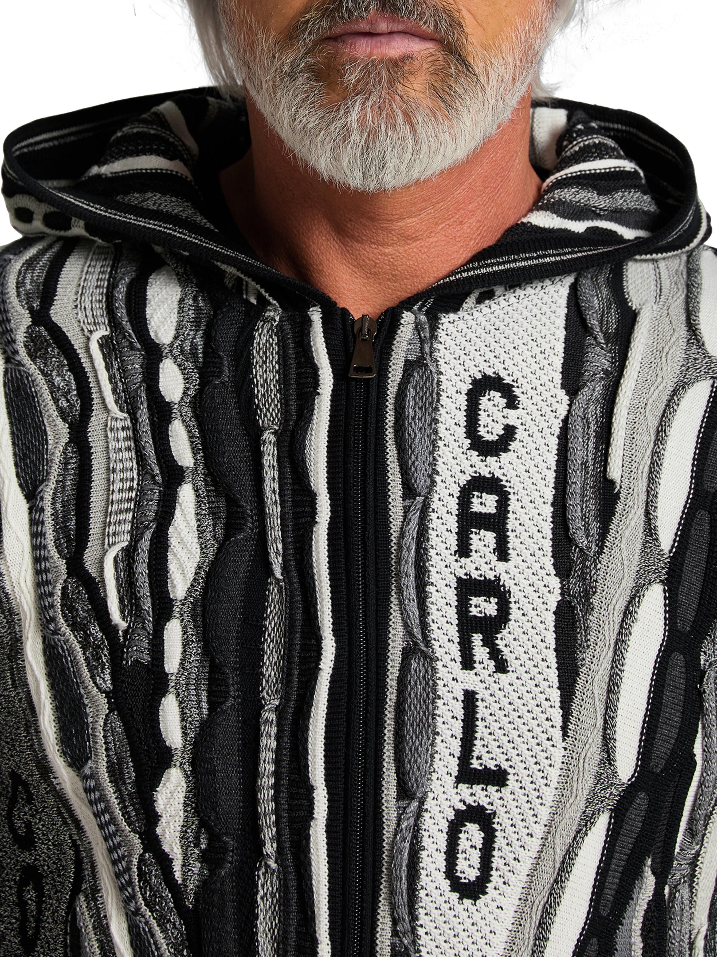 Knit jacket with hood | Black | XS | DAH-C14001-201-XS