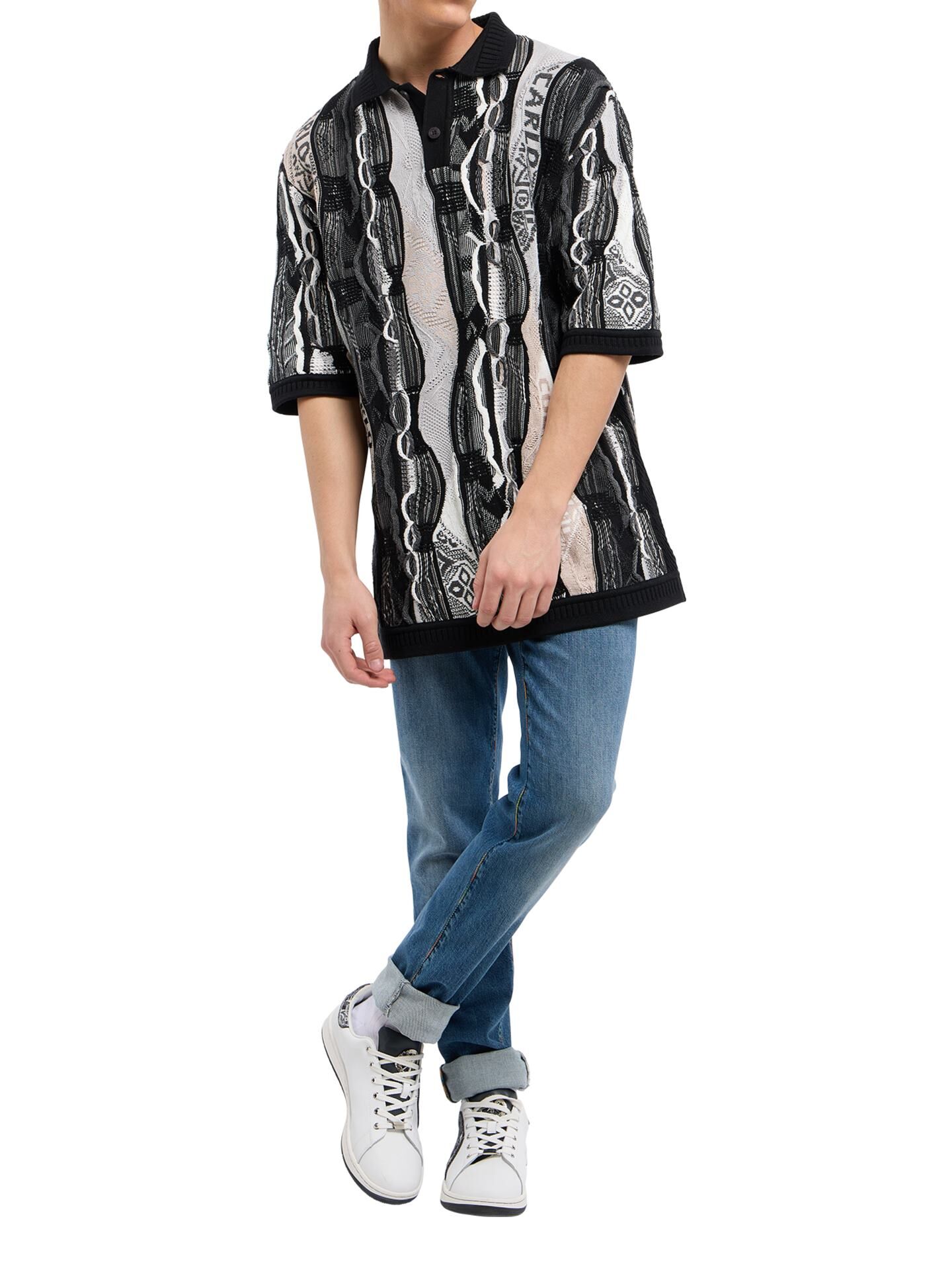 Oversize Strick Poloshirt - 3D Knit