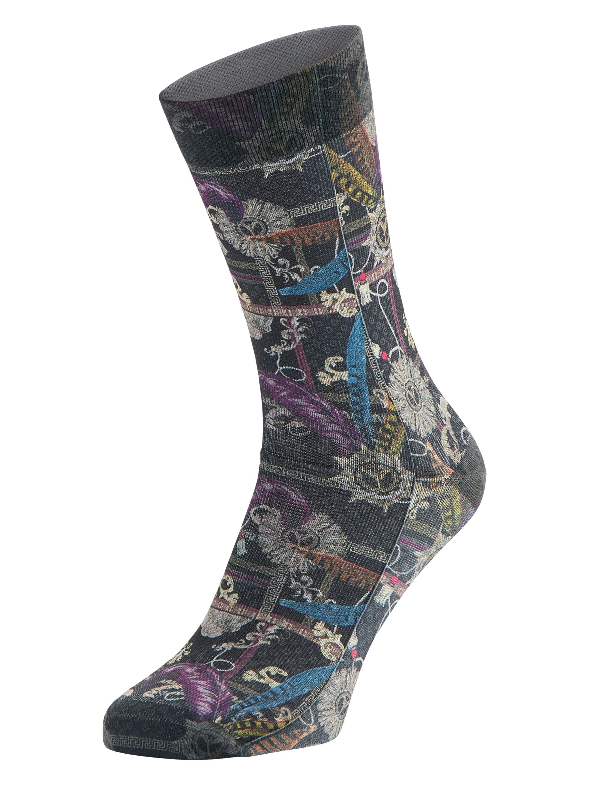 Carlo Colucci Bedruckte Socken, 1er Pack - Schwarz / Mehrfarbig 39-42