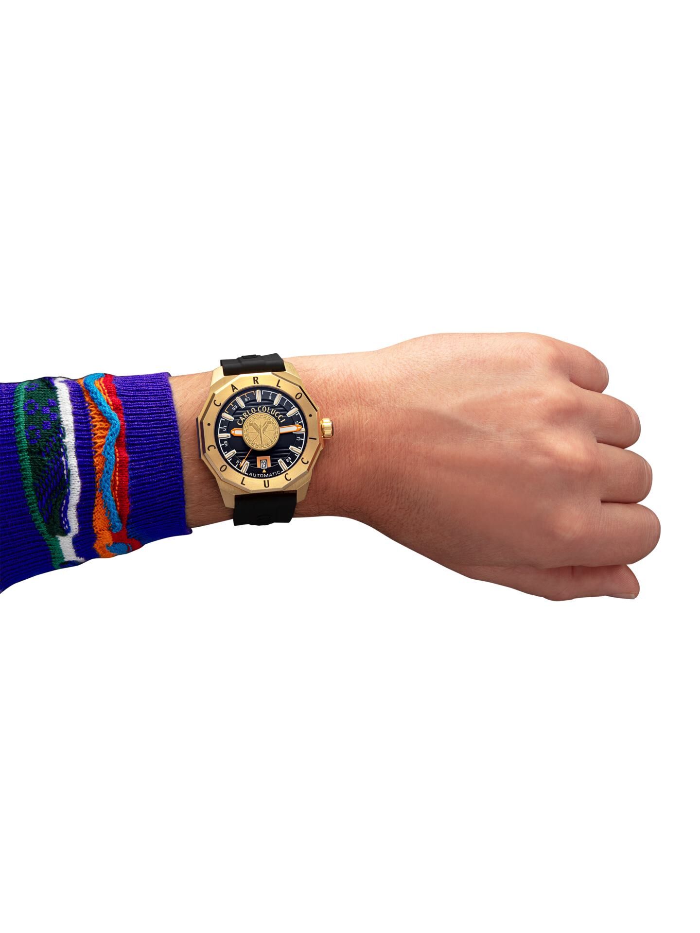  Runde Edelstahluhr mit Silikonarmband