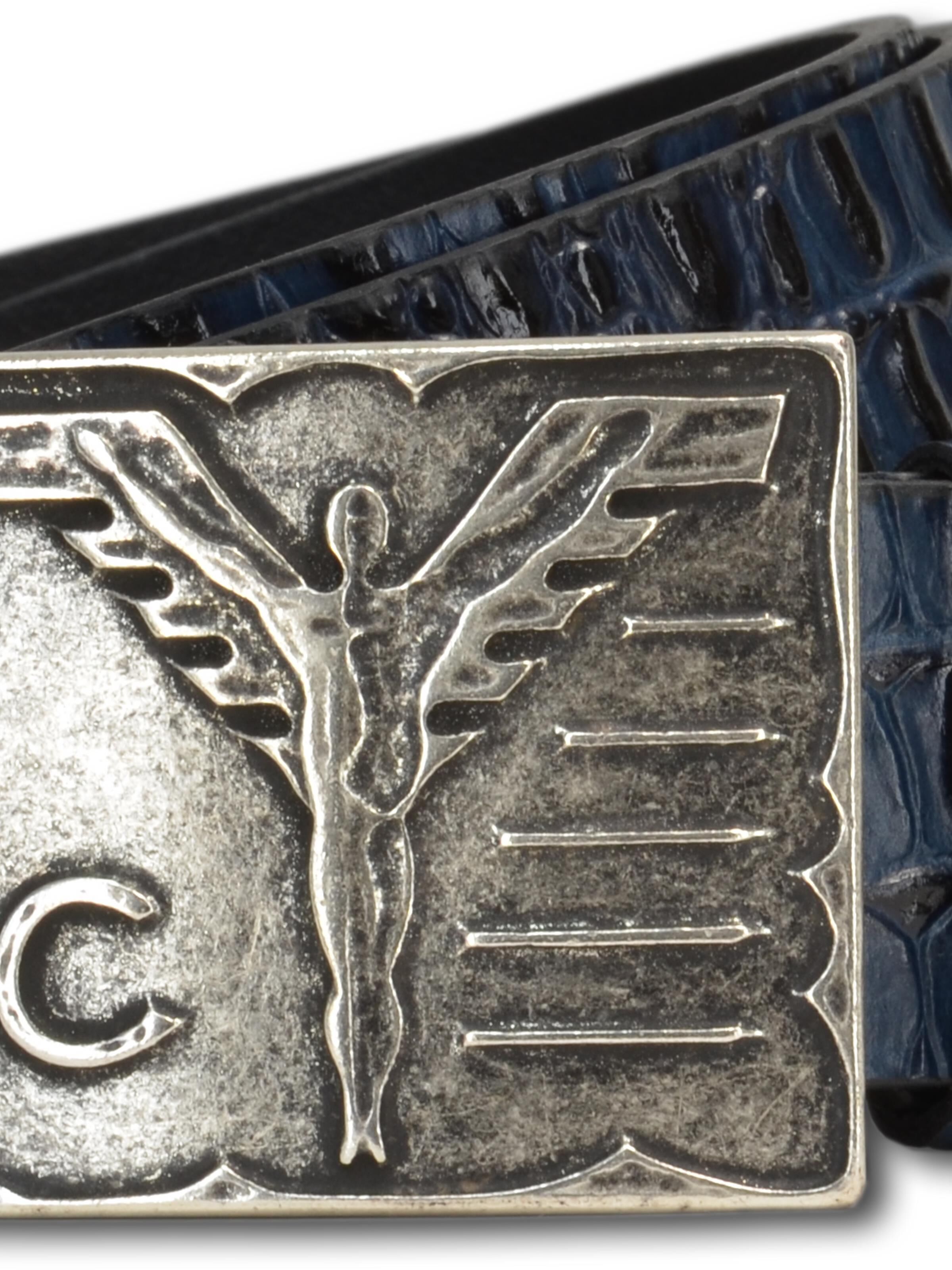  Leather belt with croco embossing