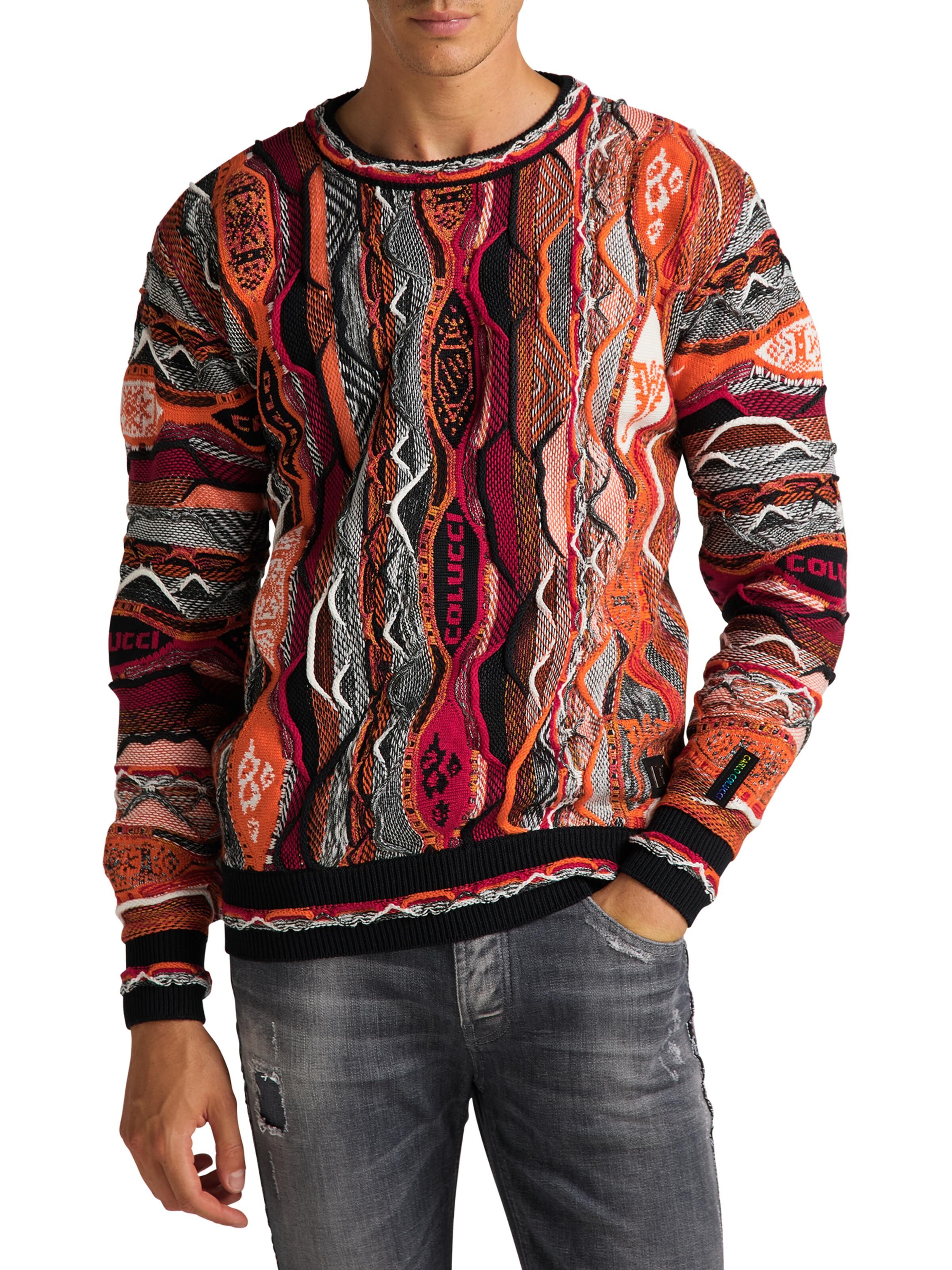 Charakteristischer Rundhalspullover Schwarz Rot XL DAH