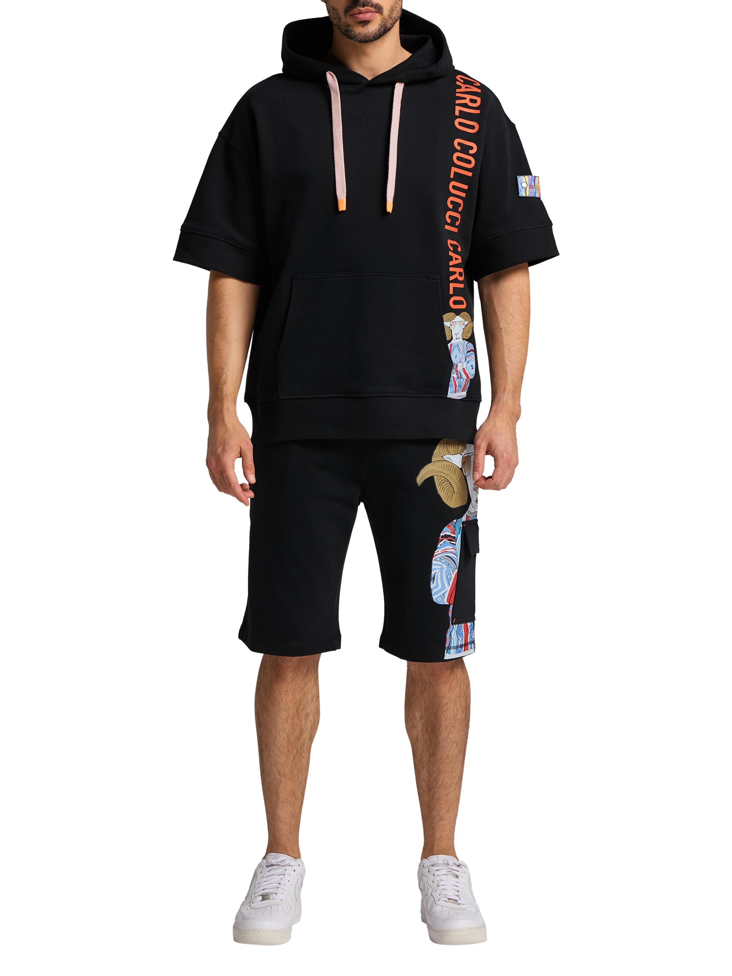  Short sleeve sweathoodie with lettering