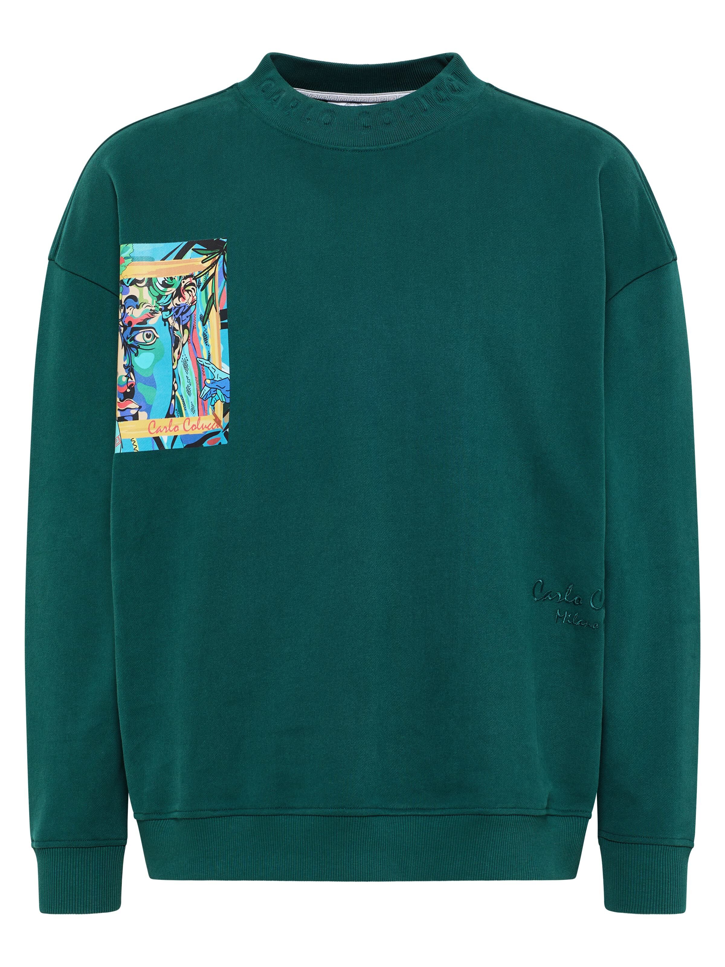 Carlo Colucci Oversize Sweatshirt - XL XL Grün / Mehrfarbig