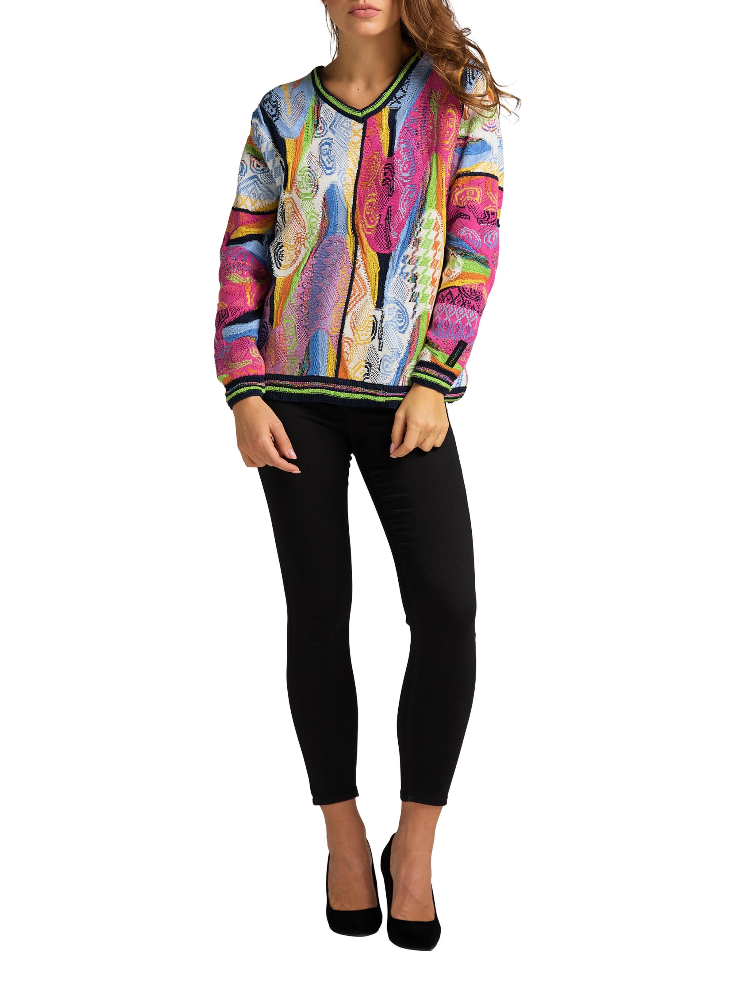 Jacquard Pullover mit V-Ausschnitt