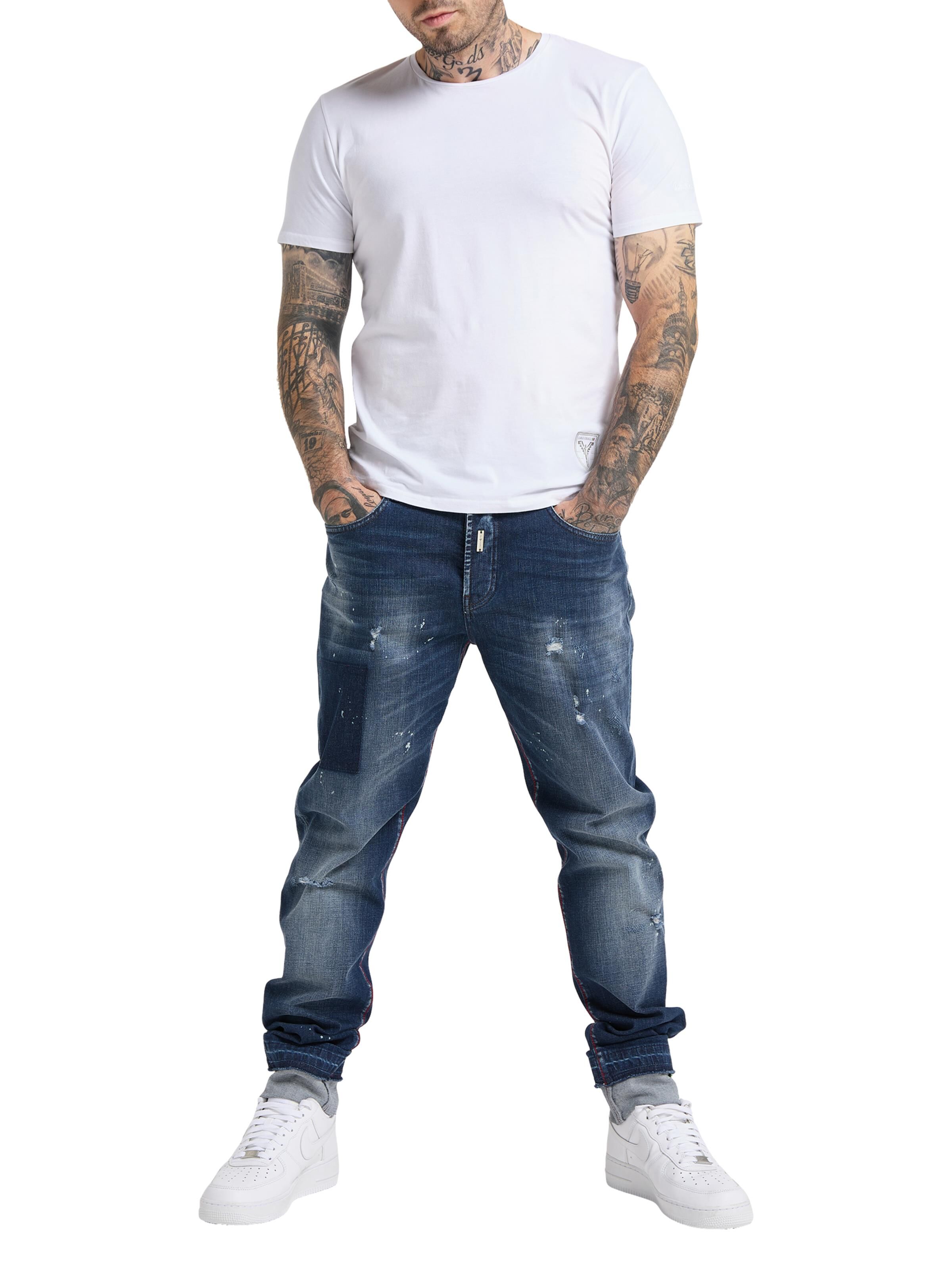  Rundhals T-Shirt mit Logo Stickerei