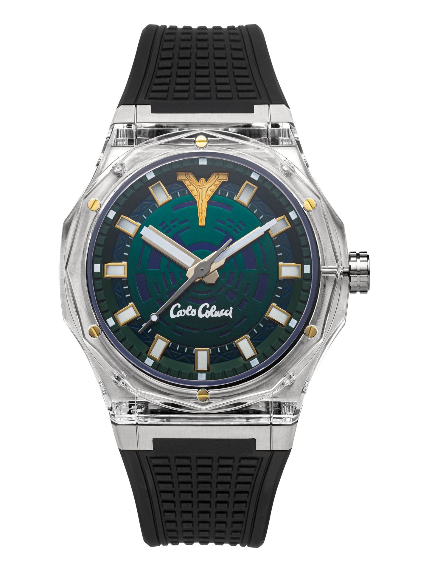 Silver brushed stainless steel watch with silicon strap