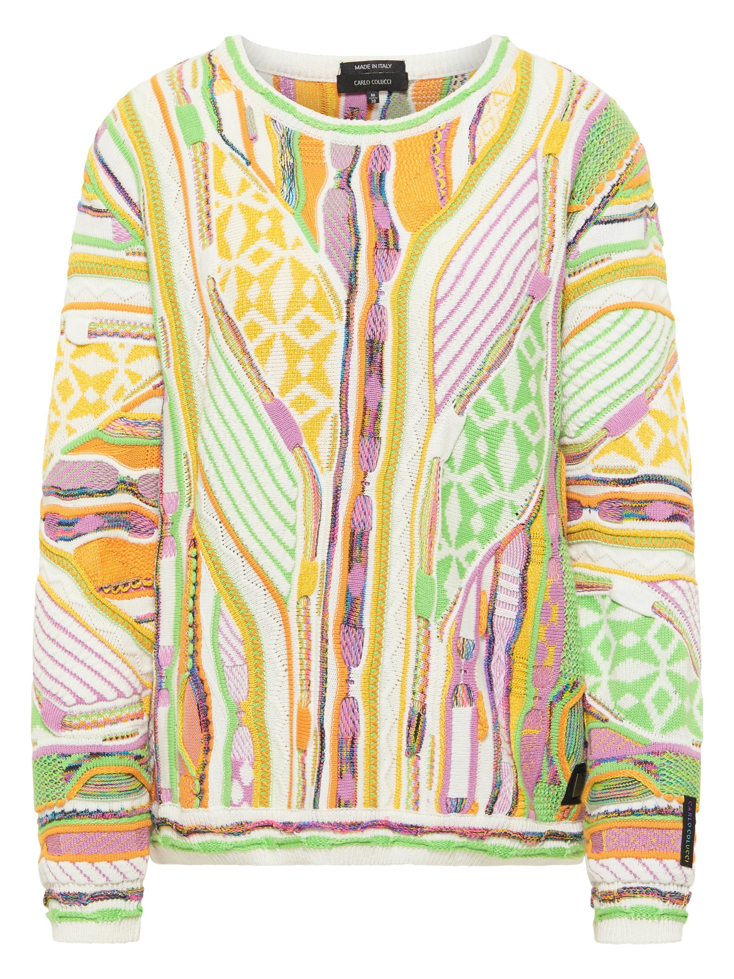 Carlo Colucci Jacquard Pullover - Weiß Weiß XXL/44