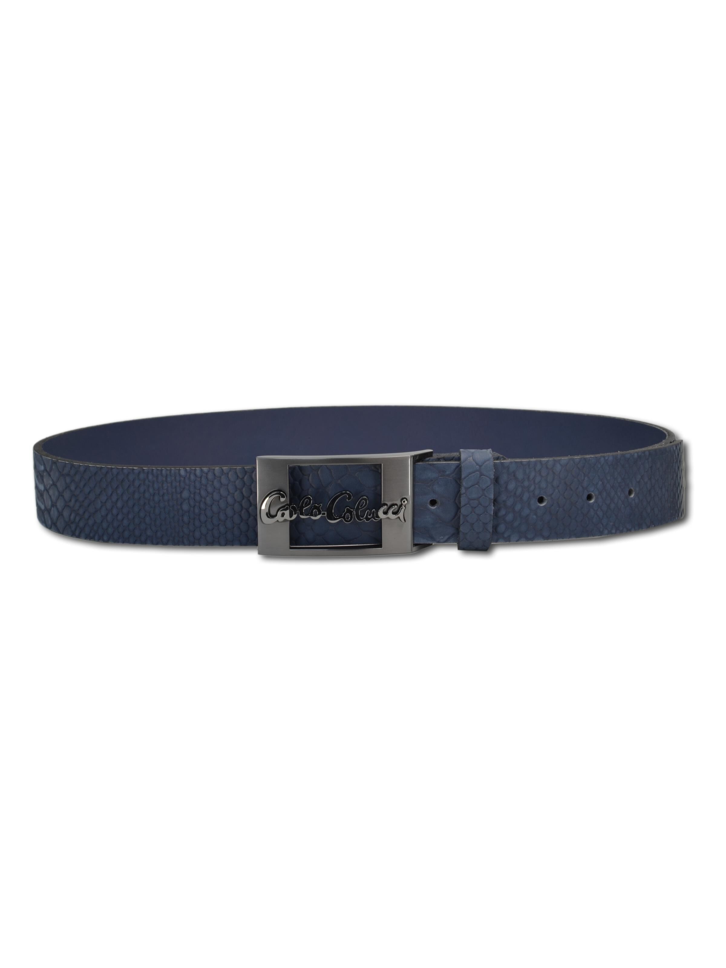 Leather belt in reptile design