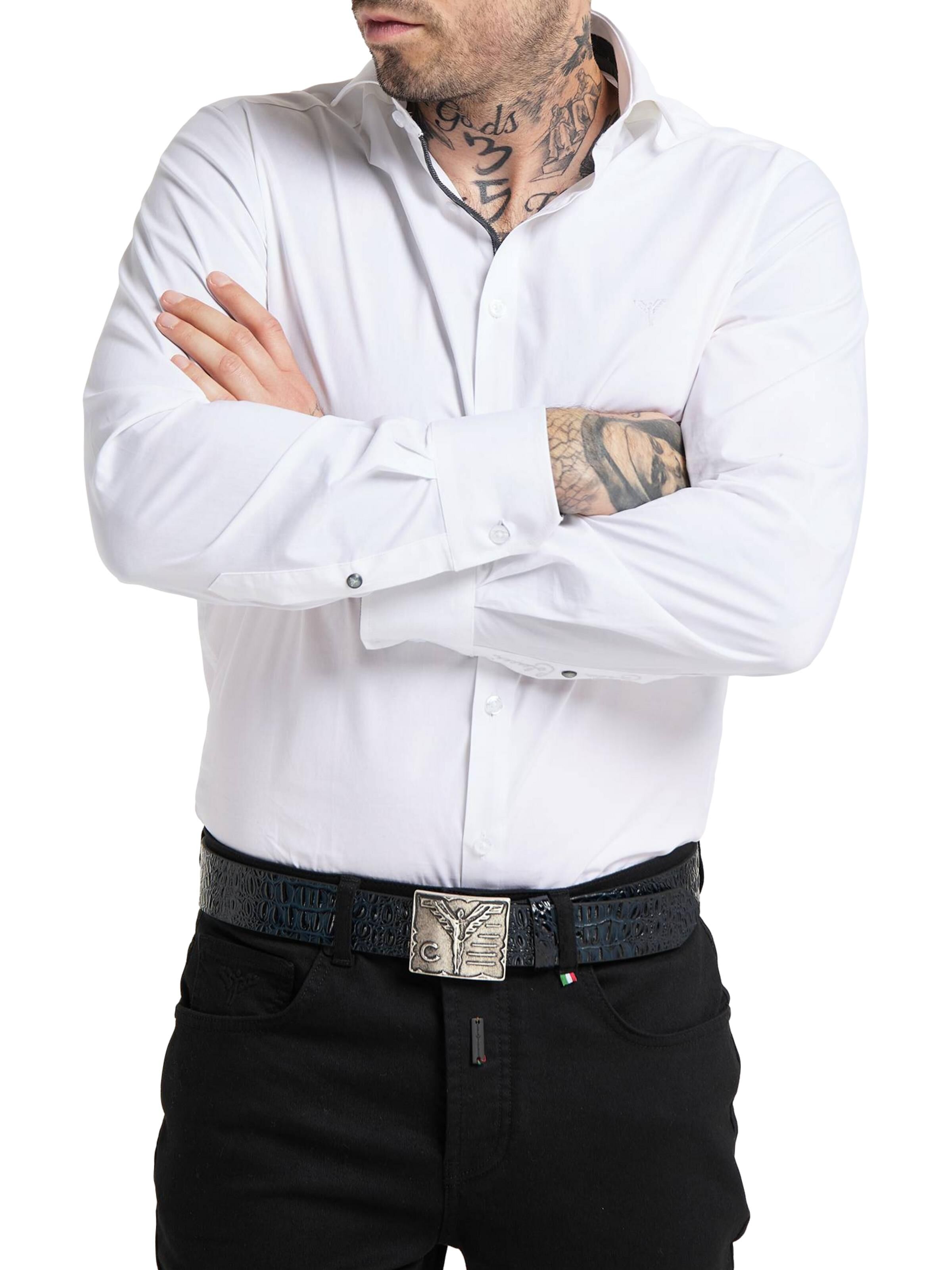 Leather belt with croco embossing