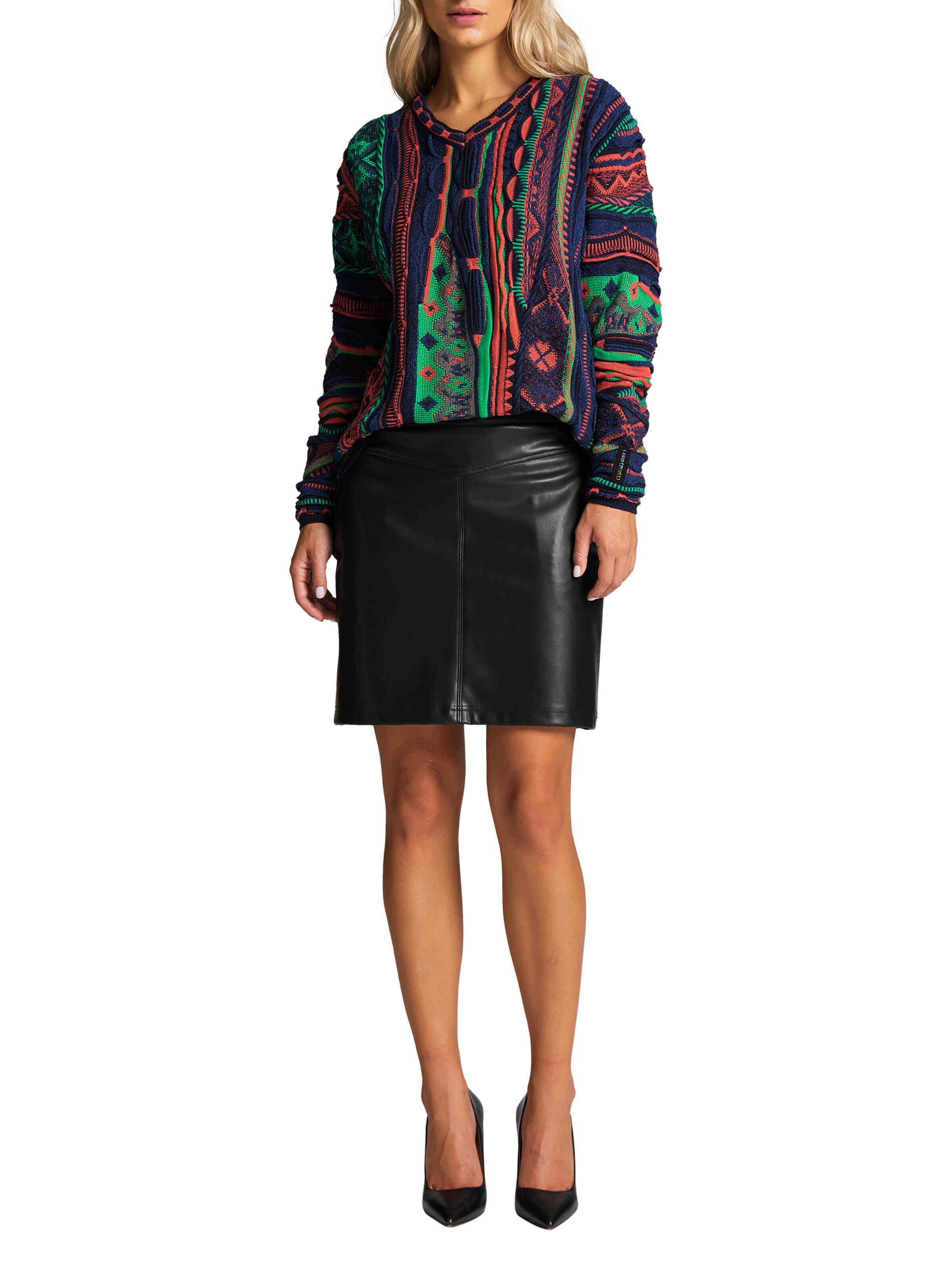 Jacquard Pullover mit V-Ausschnitt