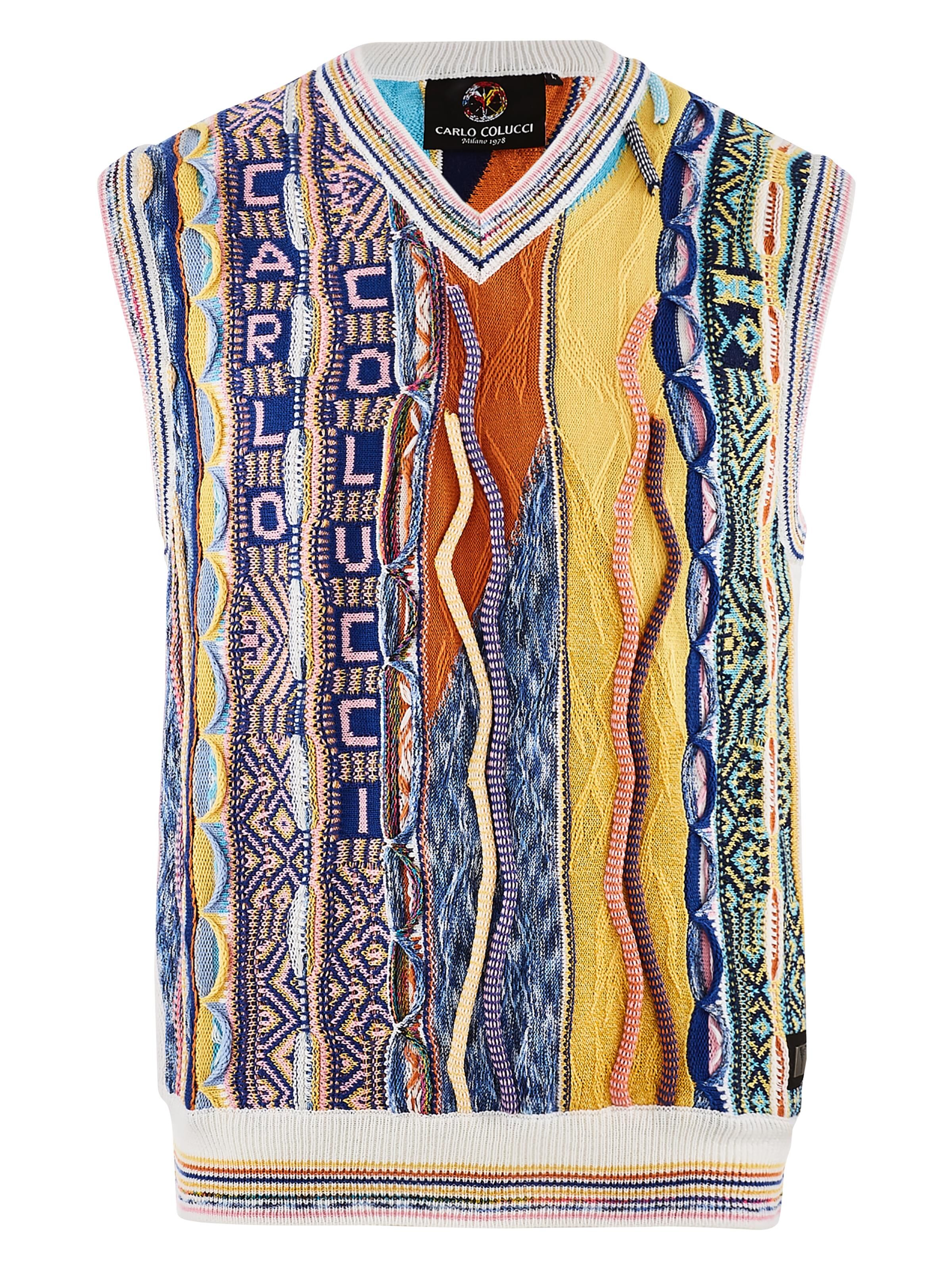 Carlo Colucci Pullunder mit V-neck - M Weiß Weiß