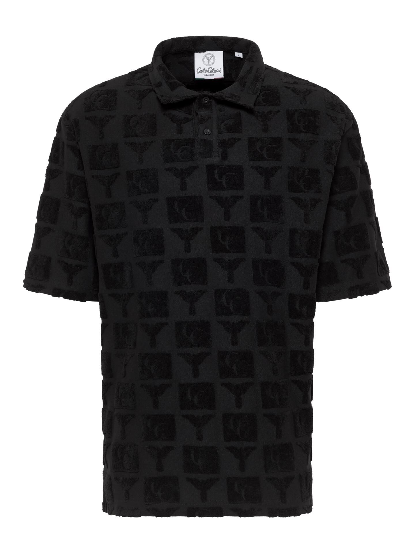 Oversize Poloshirt mit Frotteeinsätzen