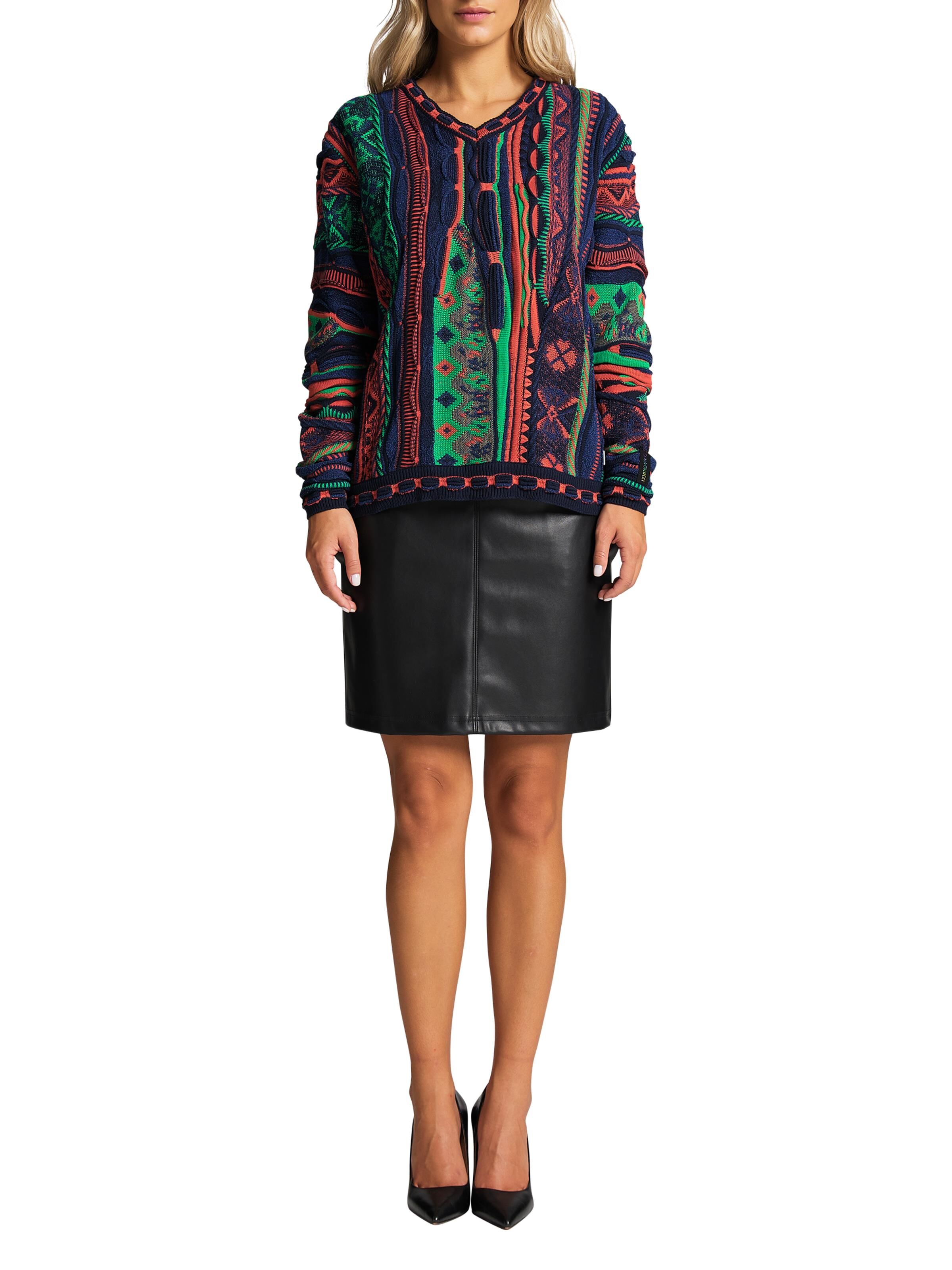 Jacquard Pullover mit V-Ausschnitt