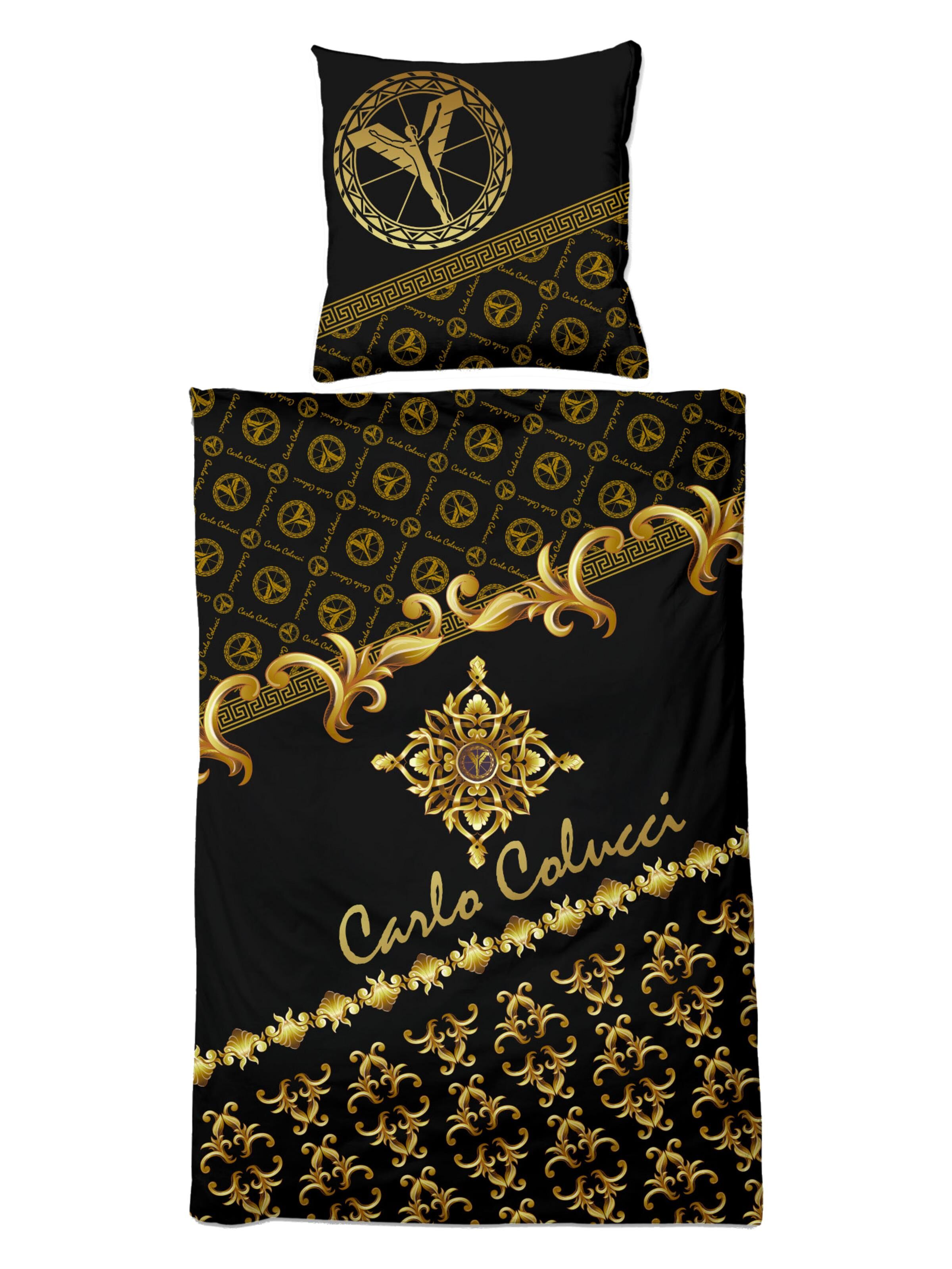 Bettwäsche-Set mit goldenen Ornamenten und Schriftzug