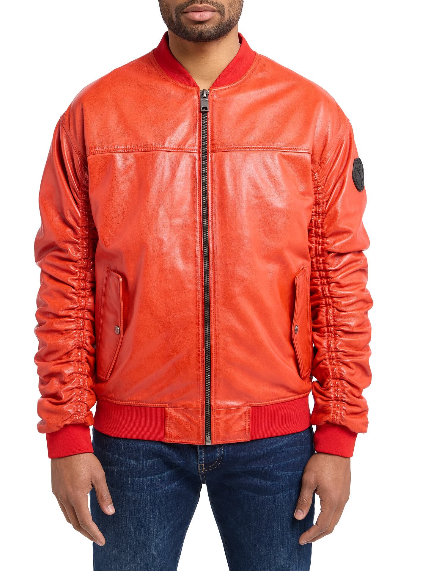  Leder College Jacke mit Unique Badge