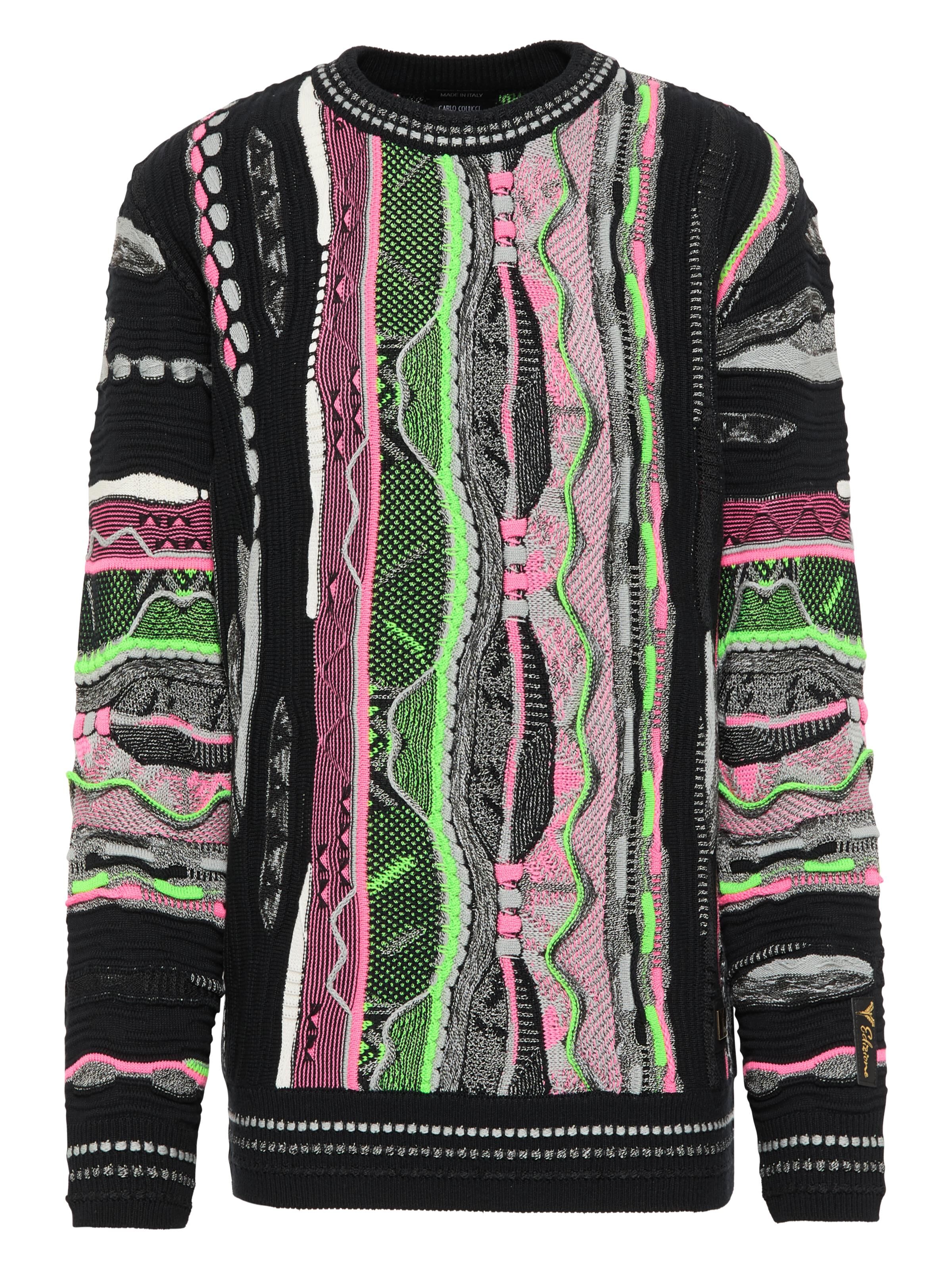 Carlo Colucci EDIZIONE Strickpullover in Neonfarben - Schwarz L
