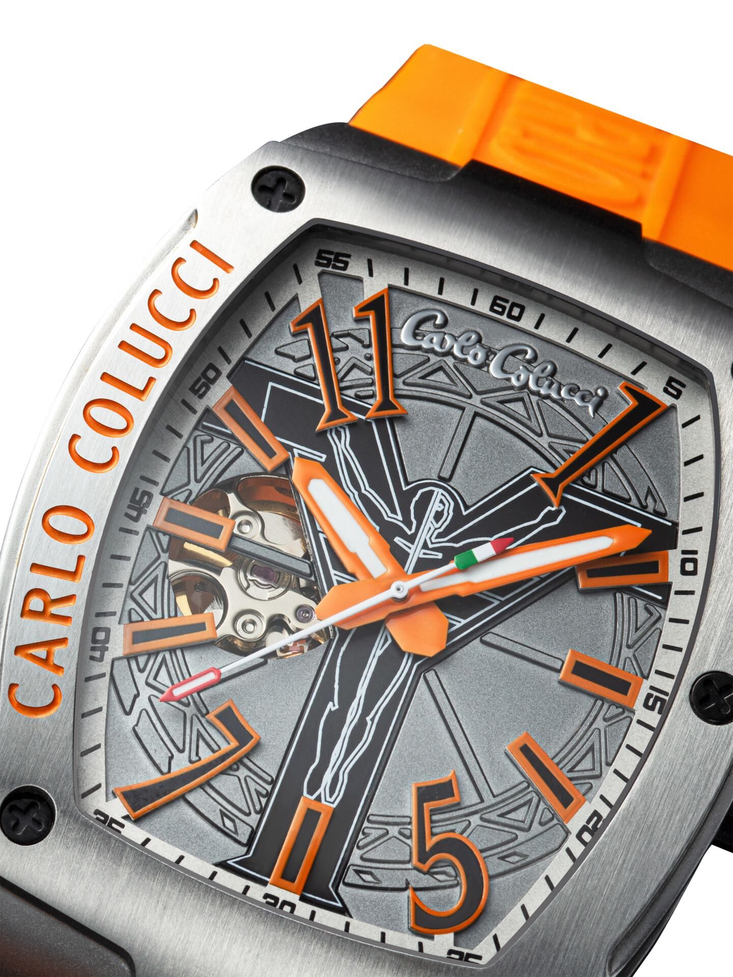 Stainless steel watch with silicone strap | Orange | CC-103-1-751