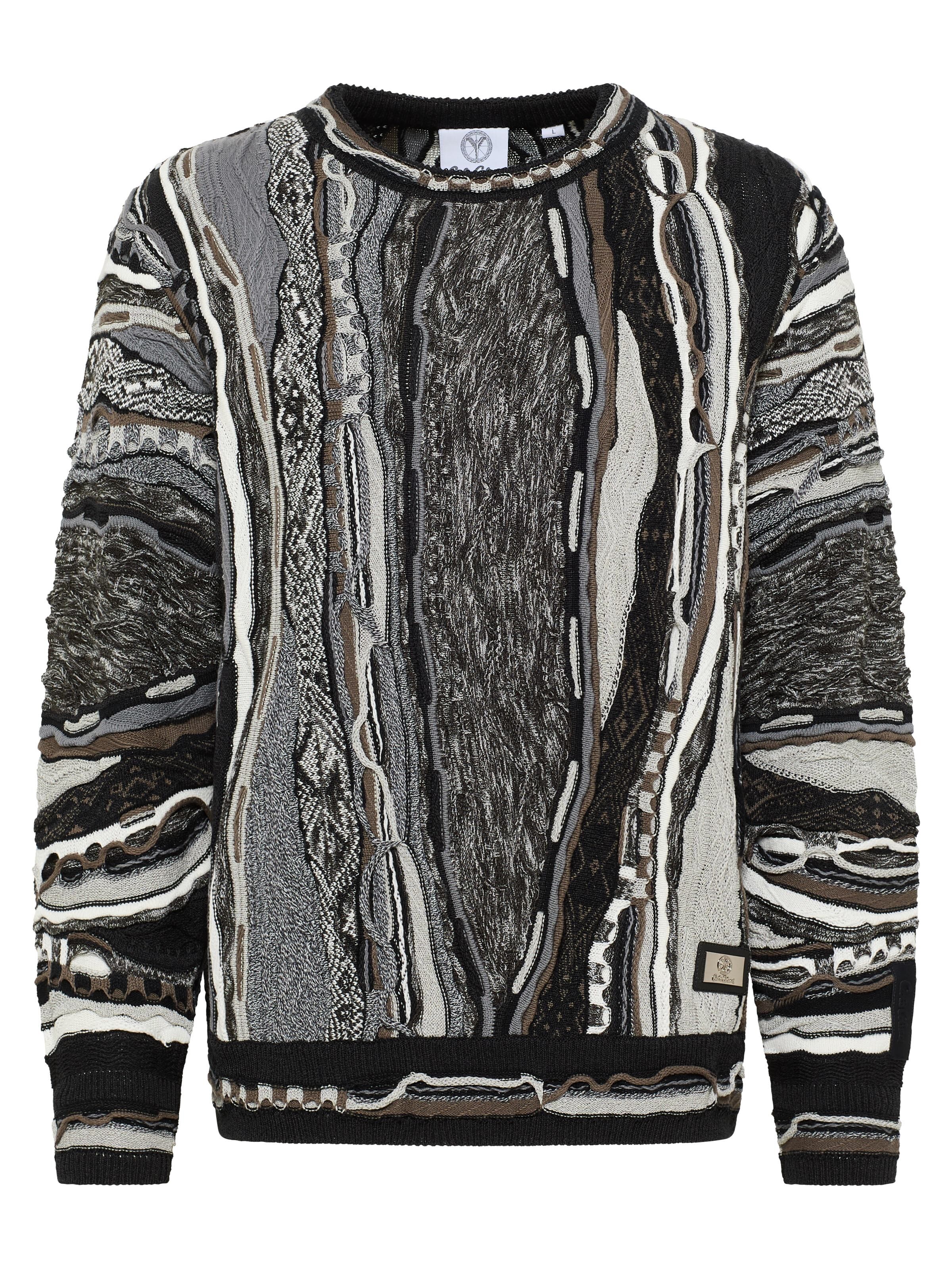 Carlo Colucci Oversize Pullover - XXL Anthrazit / Weiß