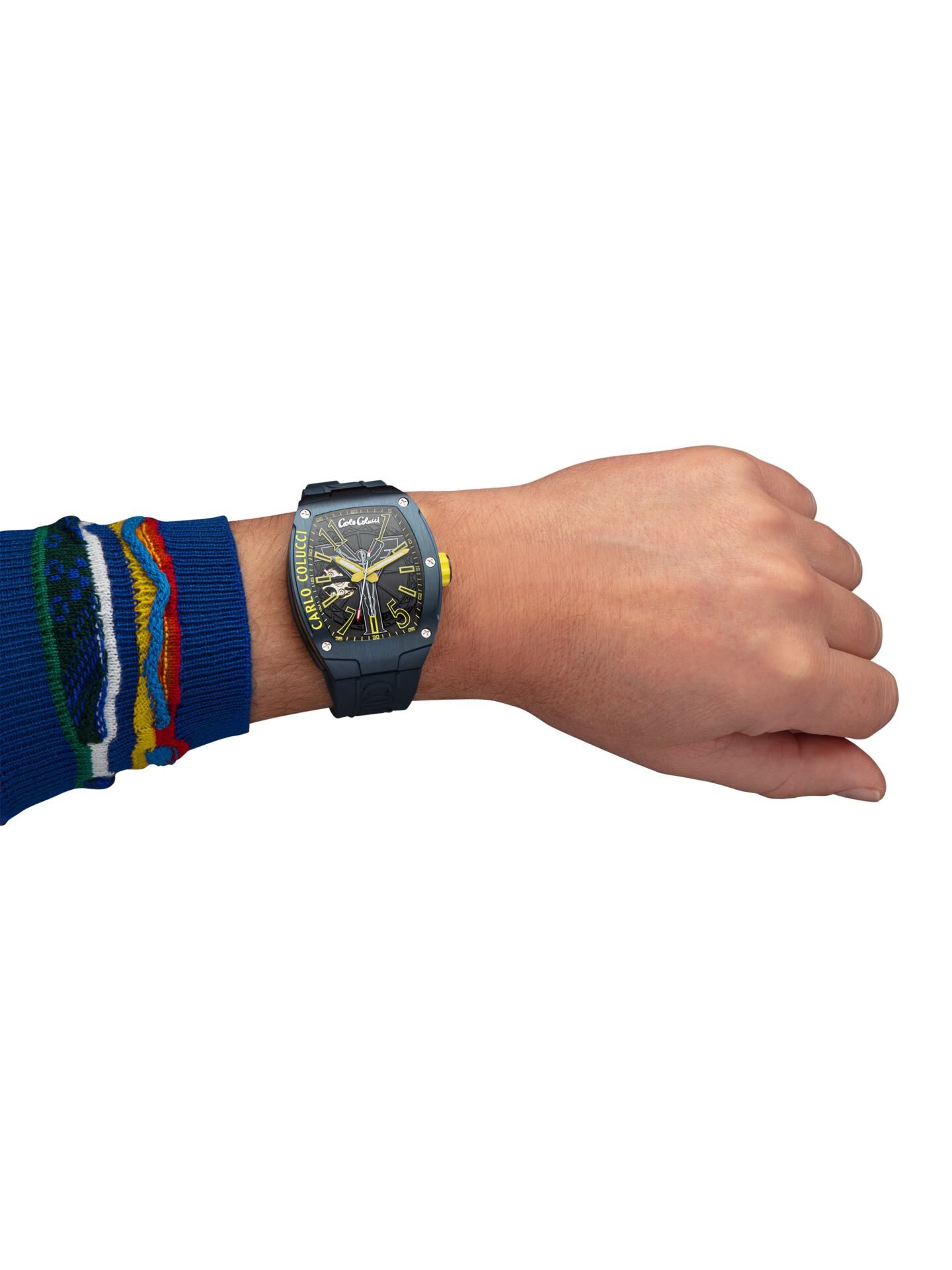 Stainless steel watch with silicone strap Blue CC-100-1-101