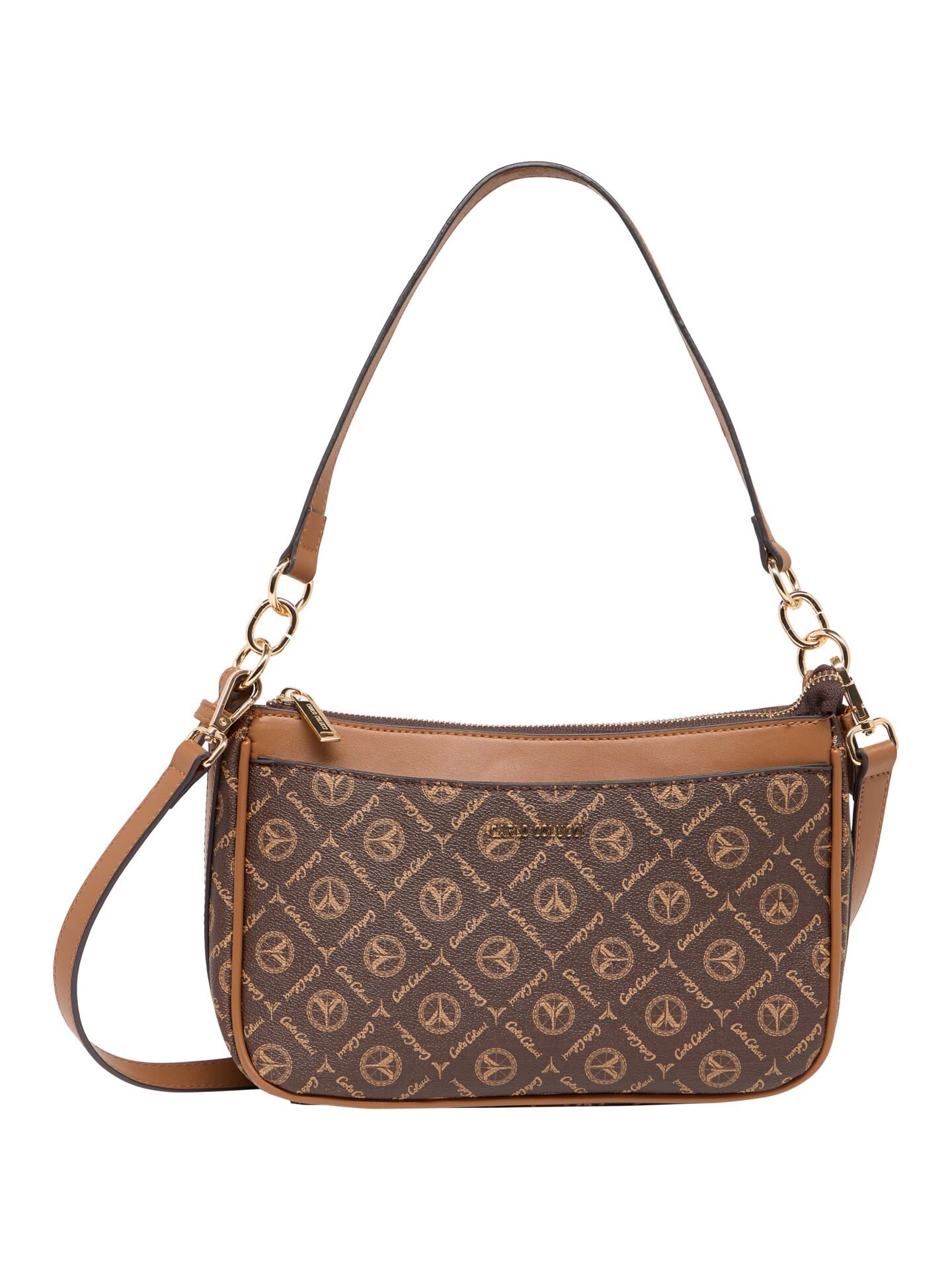 Carlo Colucci Handtasche mit Logoprint - Braun
