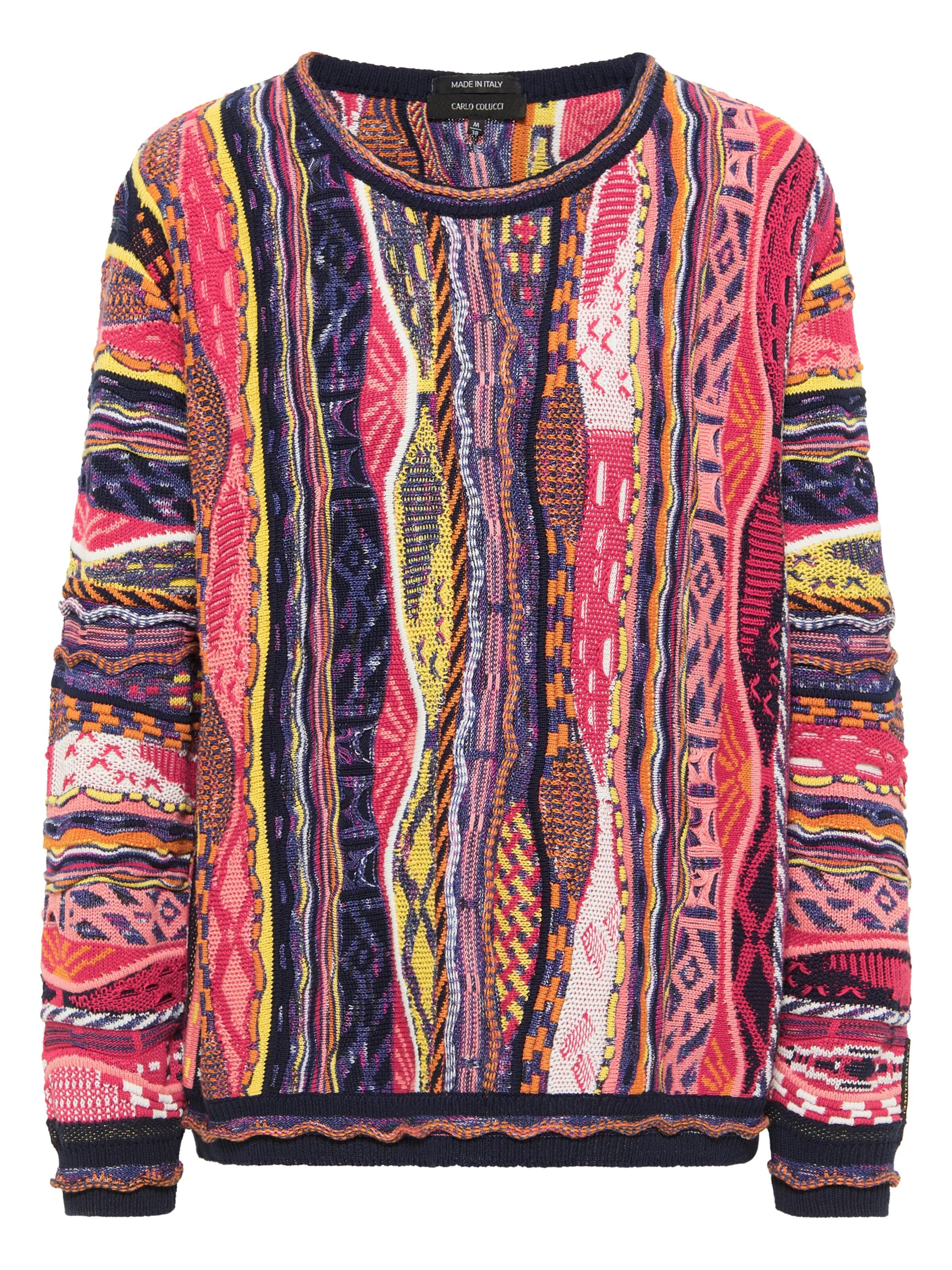 Carlo Colucci Jacquard Pullover - Navy Navy XS/34