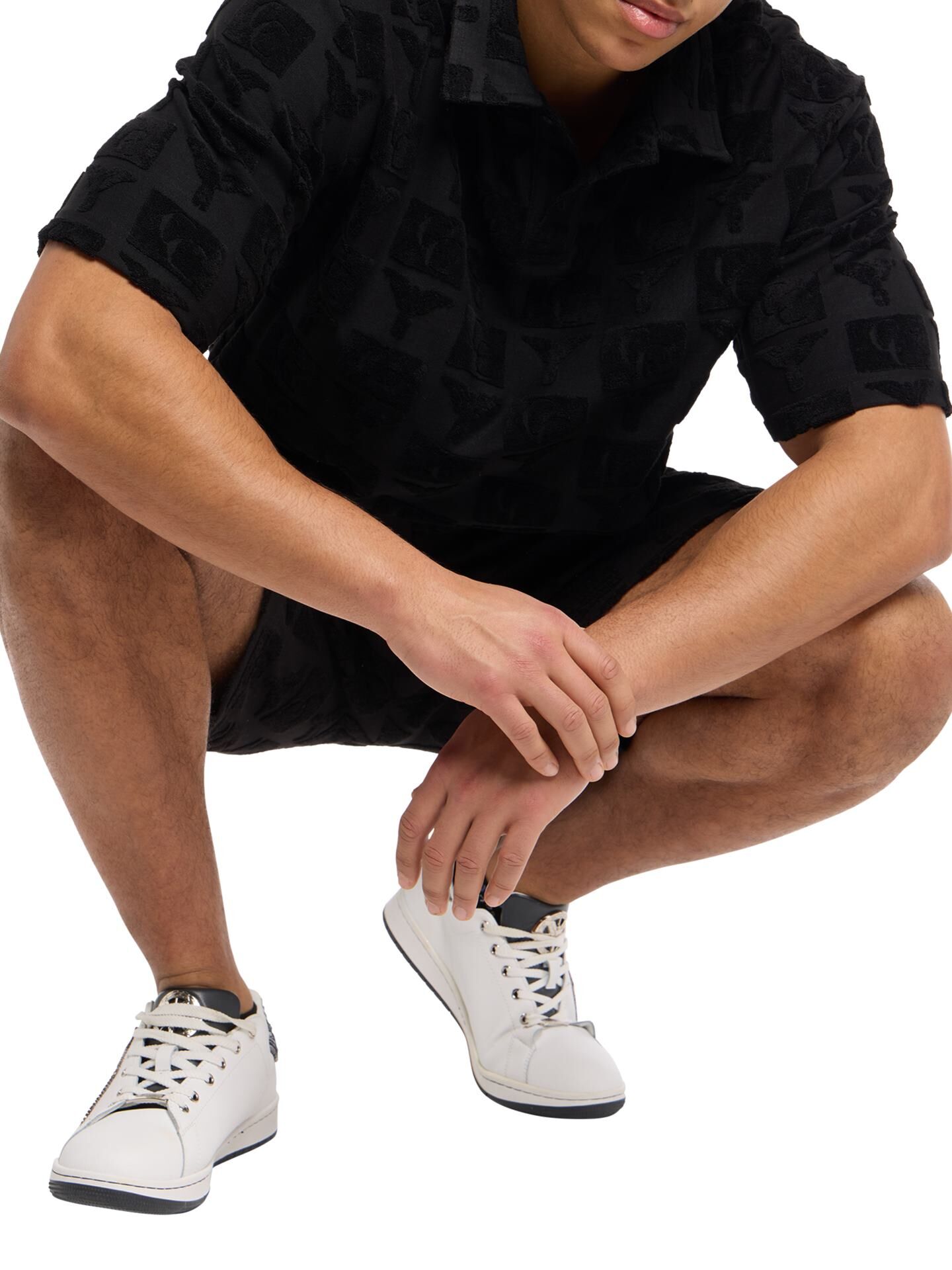  Oversize Poloshirt mit Frotteeinsätzen