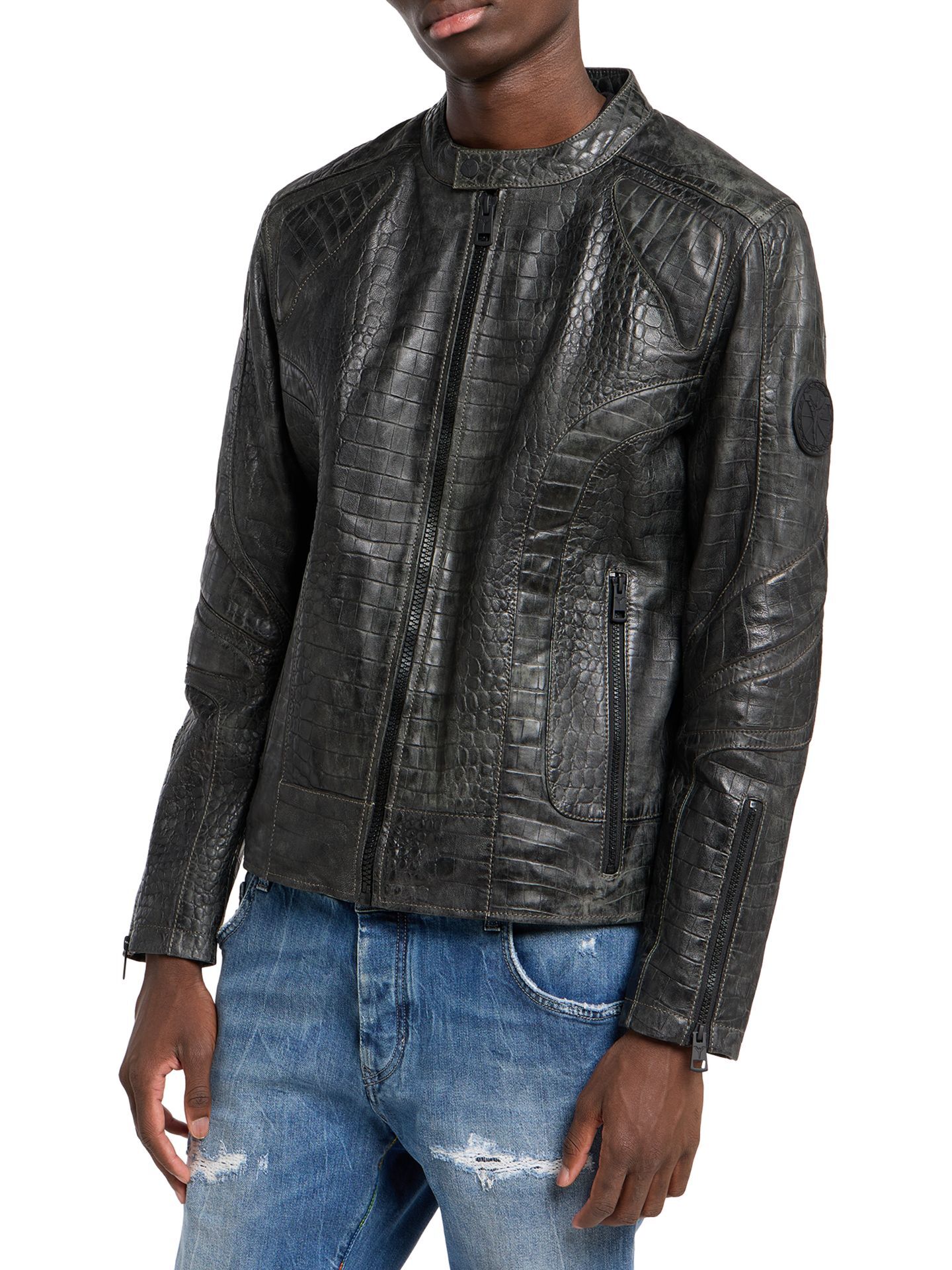 Lederjacke in Krokooptik