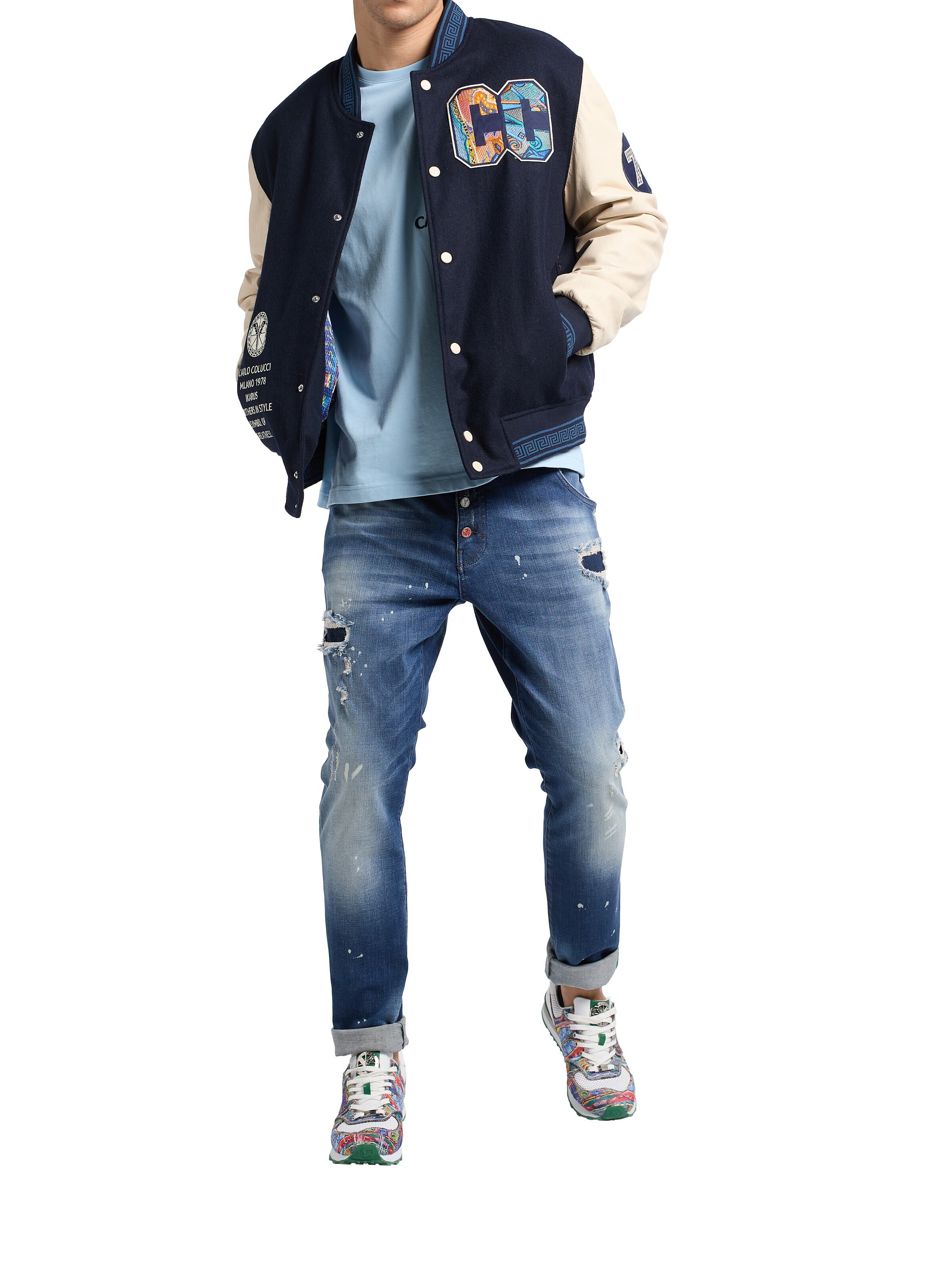 College leather-/wool blouson