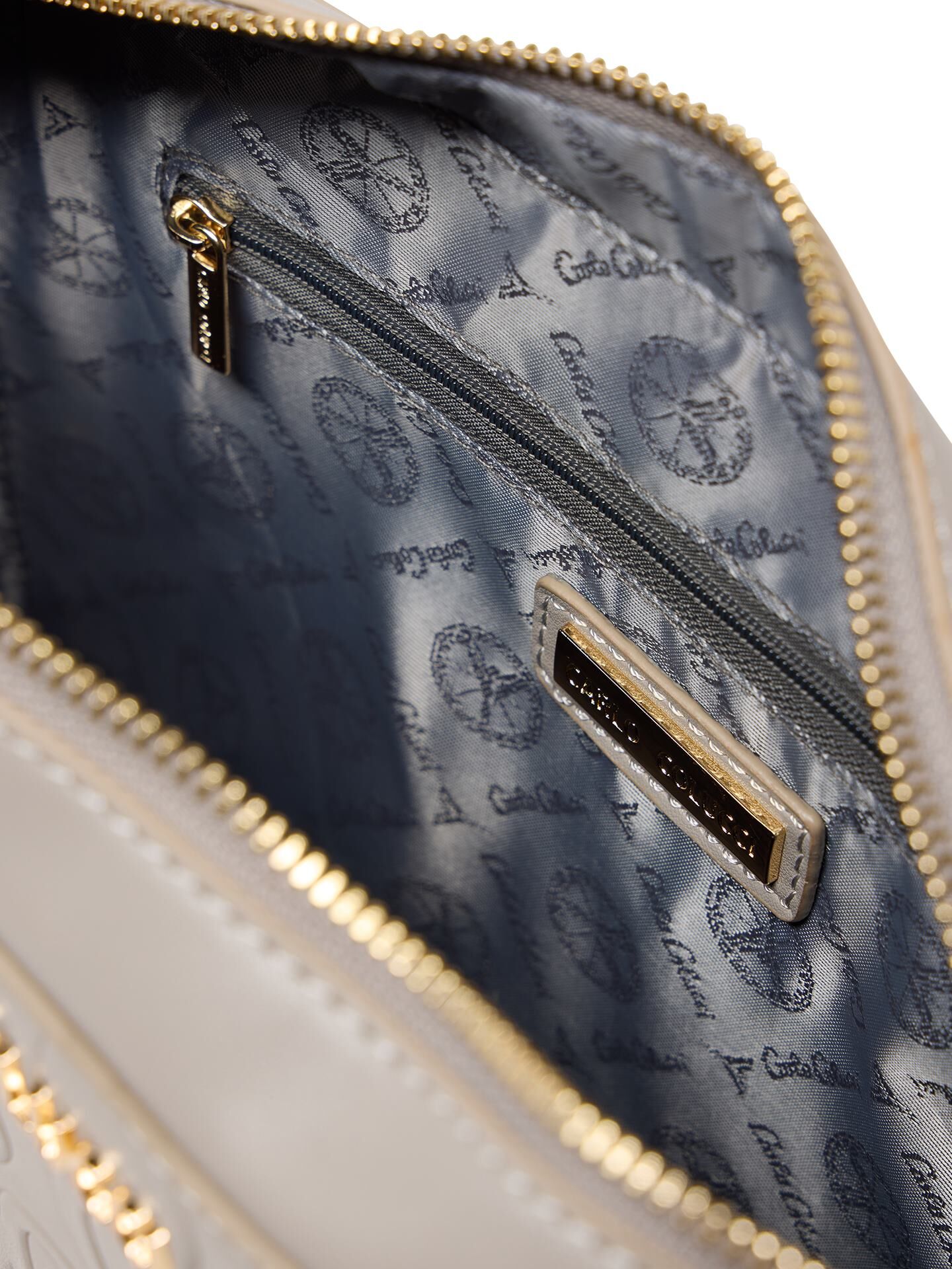 Camera bag with embossed logo