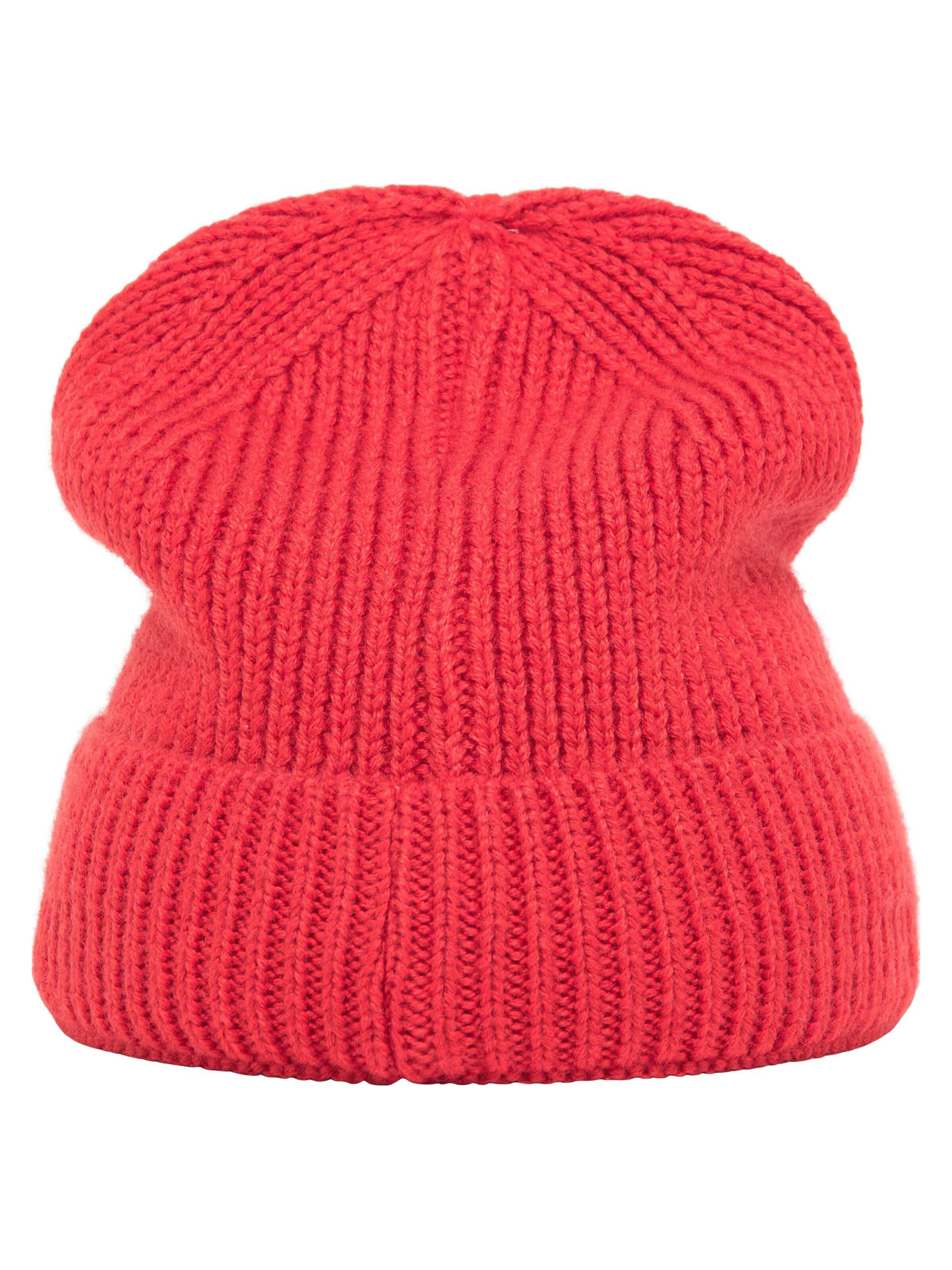 Strickmütze mit Lederpatch