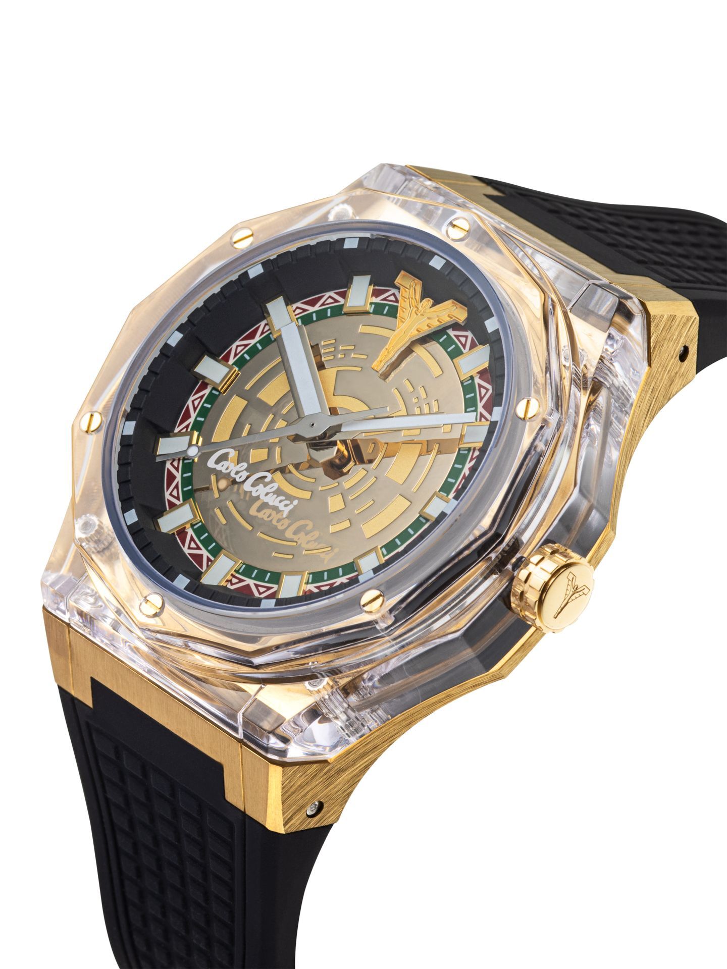 Gold gebürstete Edelstahluhr mit Silikonarmband