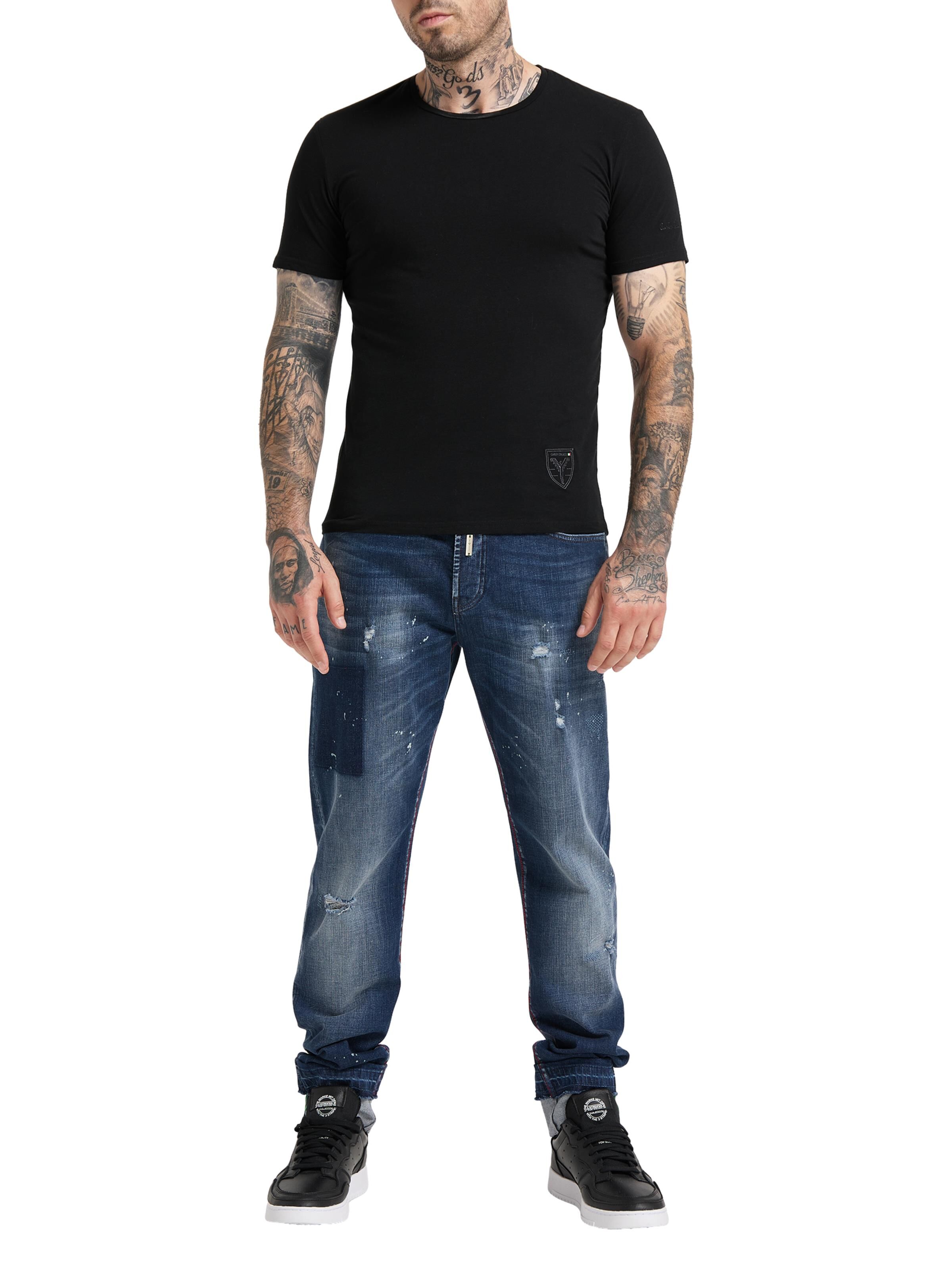  Rundhals T-Shirt mit Logo Stickerei